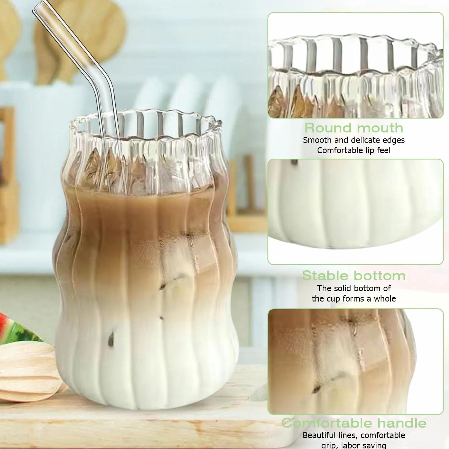 Szklanki do kawy, filiżanki do espresso latte macchiato zestaw 4 szklanek o pojemności 530 ml, szklanki do drinków, zestaw do kawy, herbaty, coli, napojów gazowanych, koktajli ze szklanymi