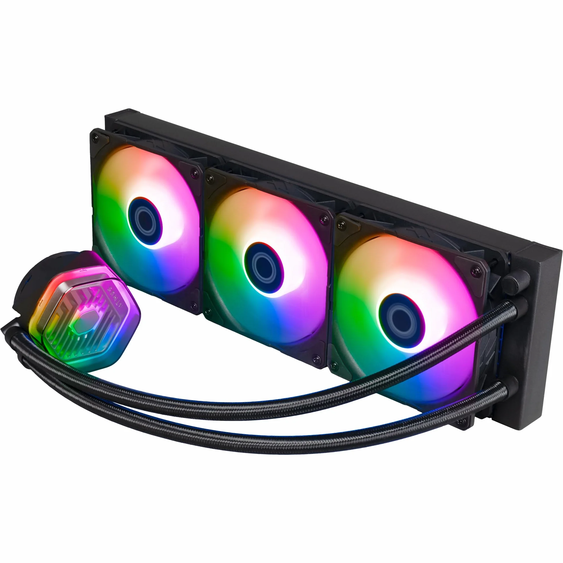 Cooler Master MasterLiquid Atmos 360 Black Chłodnica Cieczy CPU - System Chłodzenia Wodnego AIO, Dwukomorowa Pompa, Zainstalowane Wentylatory Sickleflow 120 Edge, Adresowalne RGB Gen 2, LGA1700 i AM5