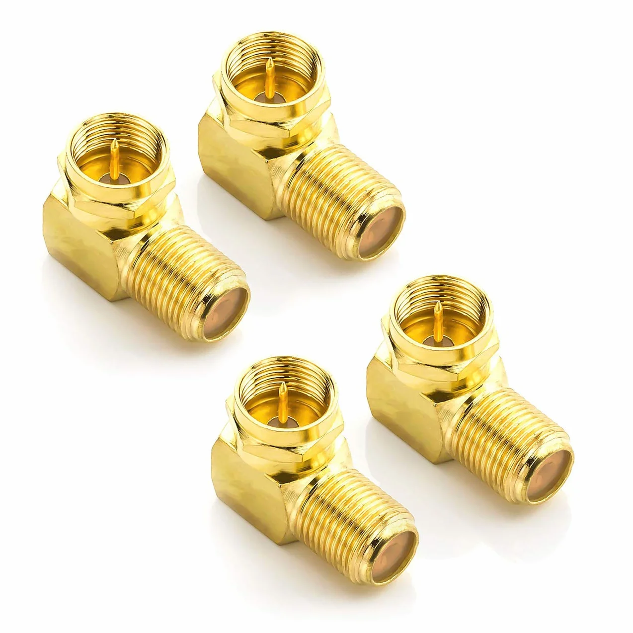 deleyCON 4x Adapter Kątowy Satelitarny 90° Stopni do Kabla Koncentrycznego F-Adapter F-Gniazdo Kabla Satelitarnego F-Adapter Kątowy z Wtyczką - 4 Sztuki