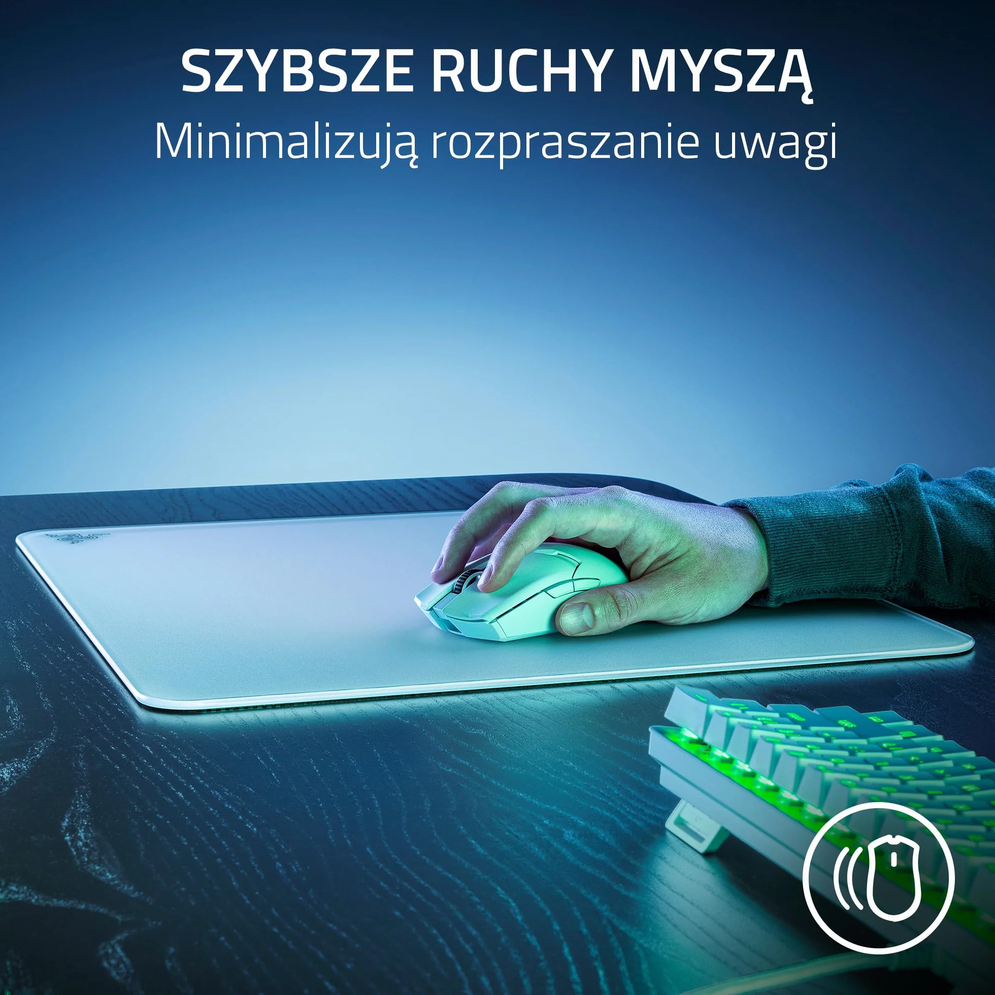 Razer Atlas - szklana podkładka pod mysz (szkło hartowane Premium, odporna na zabrudzenia i zadrapania, ciszsze ruchy myszy, antypoślizgowa podstawa gumowa) Biały