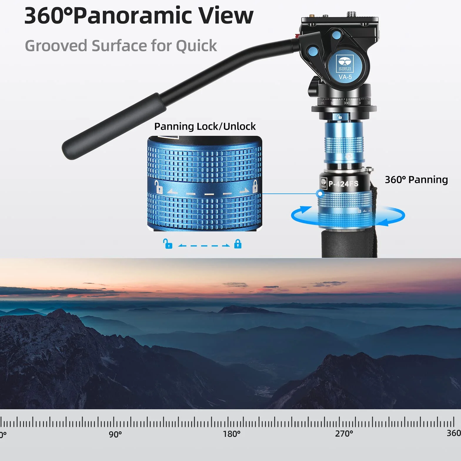 SIRUI P-424FS Monopod aparatu fotograficznego, monopod z włókna węglowego 168 cm ze zdejmowaną podstawą statywu, monopod podróżny z głowicą płynu VA-5 do lustrzanki cyfrowej, kamery wideo, maksymalne