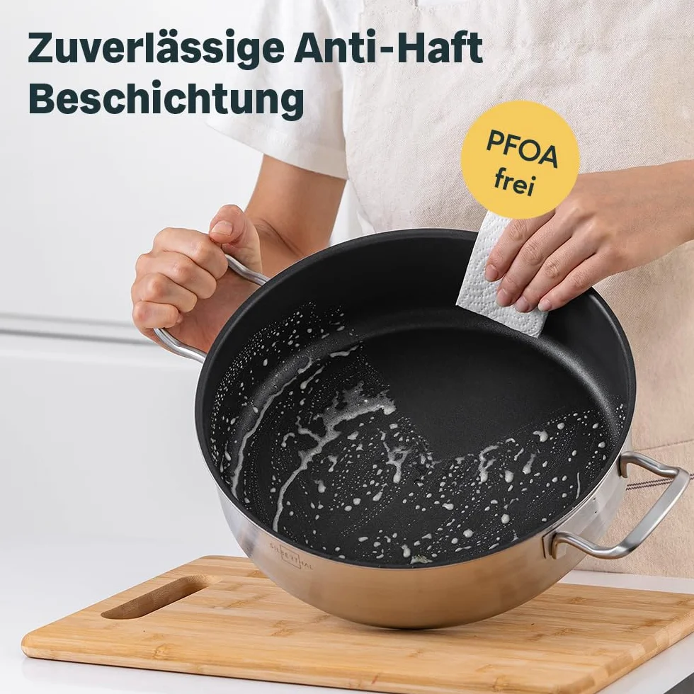 SILBERTHAL Patelnia do duszenia 28 cm z pokrywką do piekarnika 250°C indukcyjna 5 l