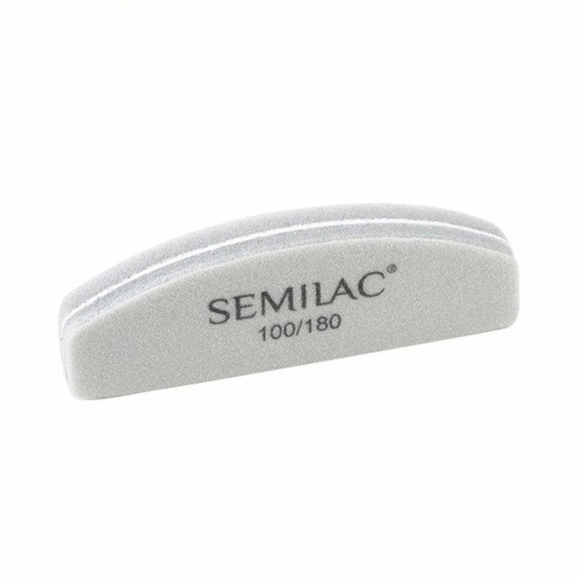 Semilac Pilnik do paznokci półksiężyc Mini 100/180 do manicure i pedicure wygładza naturalny żel i paznokcie akrylowe