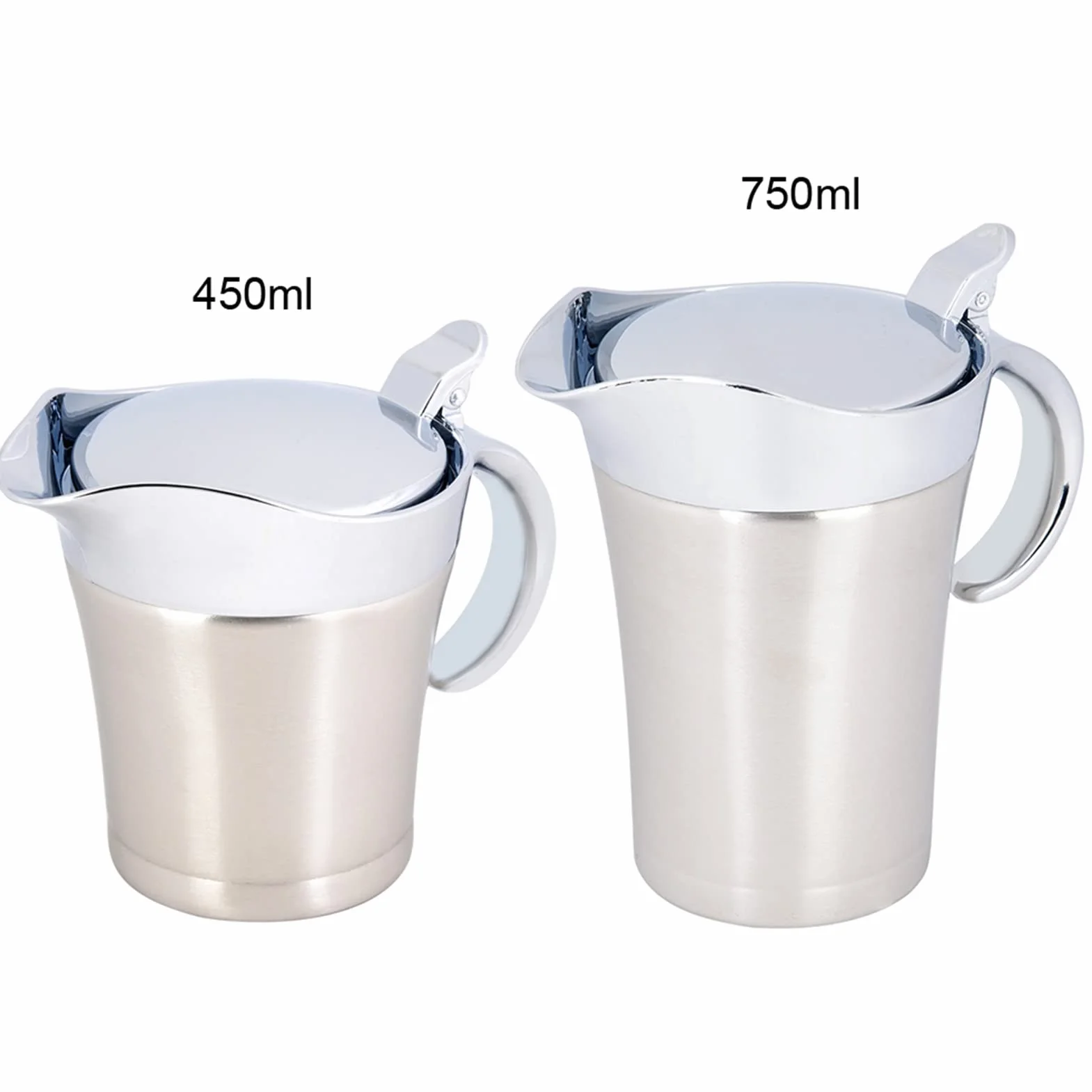 Sosjerka z pokrywką, stal nierdzewna 304, izolacja termiczna, podwójna ścianka, sos, łódź, dzbanek do serwowania, łatwy do nalewania (750 ml)