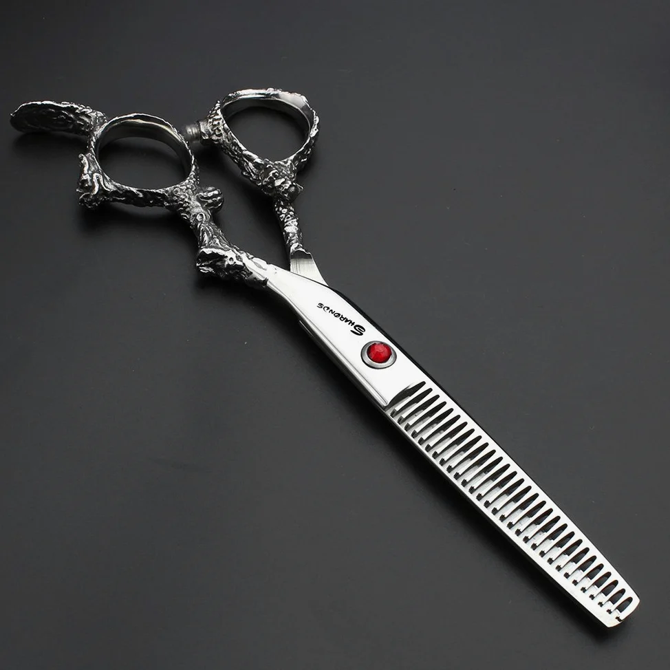 Profesjonalne nożyczki do włosów 6 cali Japonia 440c Gem smoki zestaw nożyczek do włosów Sissors Friseur (2 sztuki)