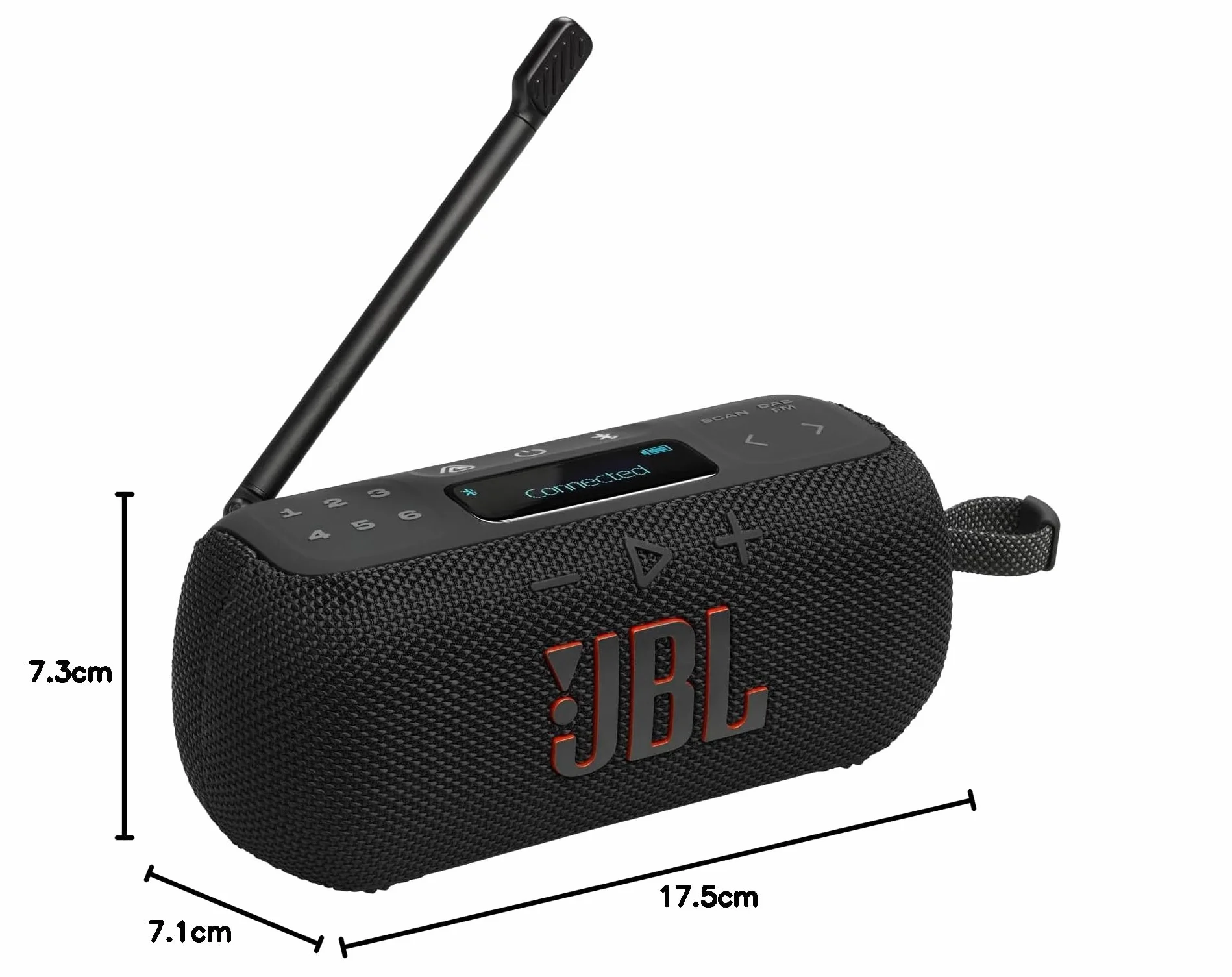 JBL Tuner 3 – przenośne radio DAB/DAB+/FM z Bluetooth, 6 stacjami, do 15 h odtwarzania, wodoodporność i pyłoszczelność IP68, Auracast, kompatybilne z aplikacją JBL Portable, czarne