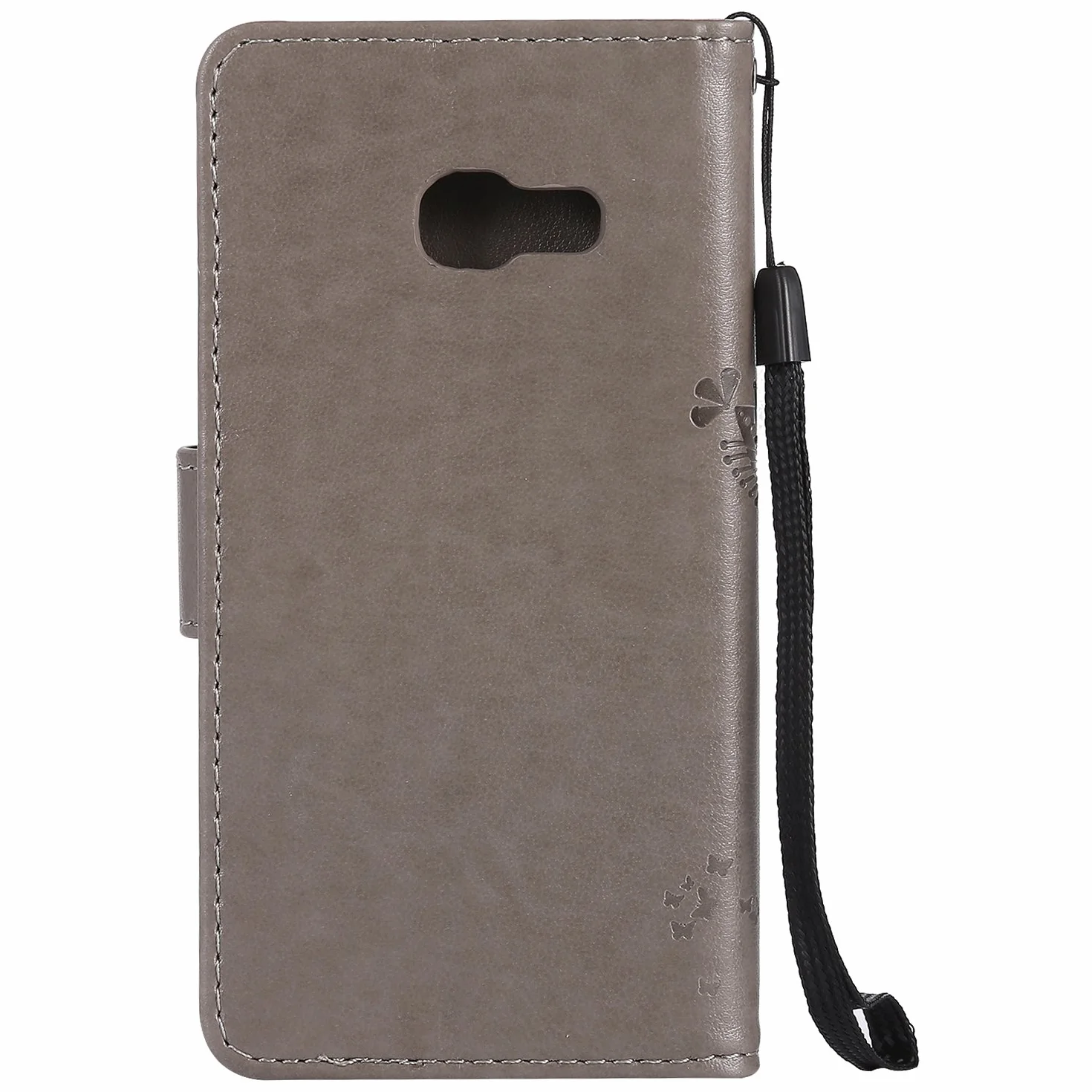 (Sleep Bear) Etui Na Telefon Komórkowy i Skórzane Etui Do SAMSUNG Galaxy A3(2017), Zwierzątko Kot Drzewo Motyl Przenośne Ze Skóry Portfel Pokrowiec Ochronny Kabura Na Telefon-Szary