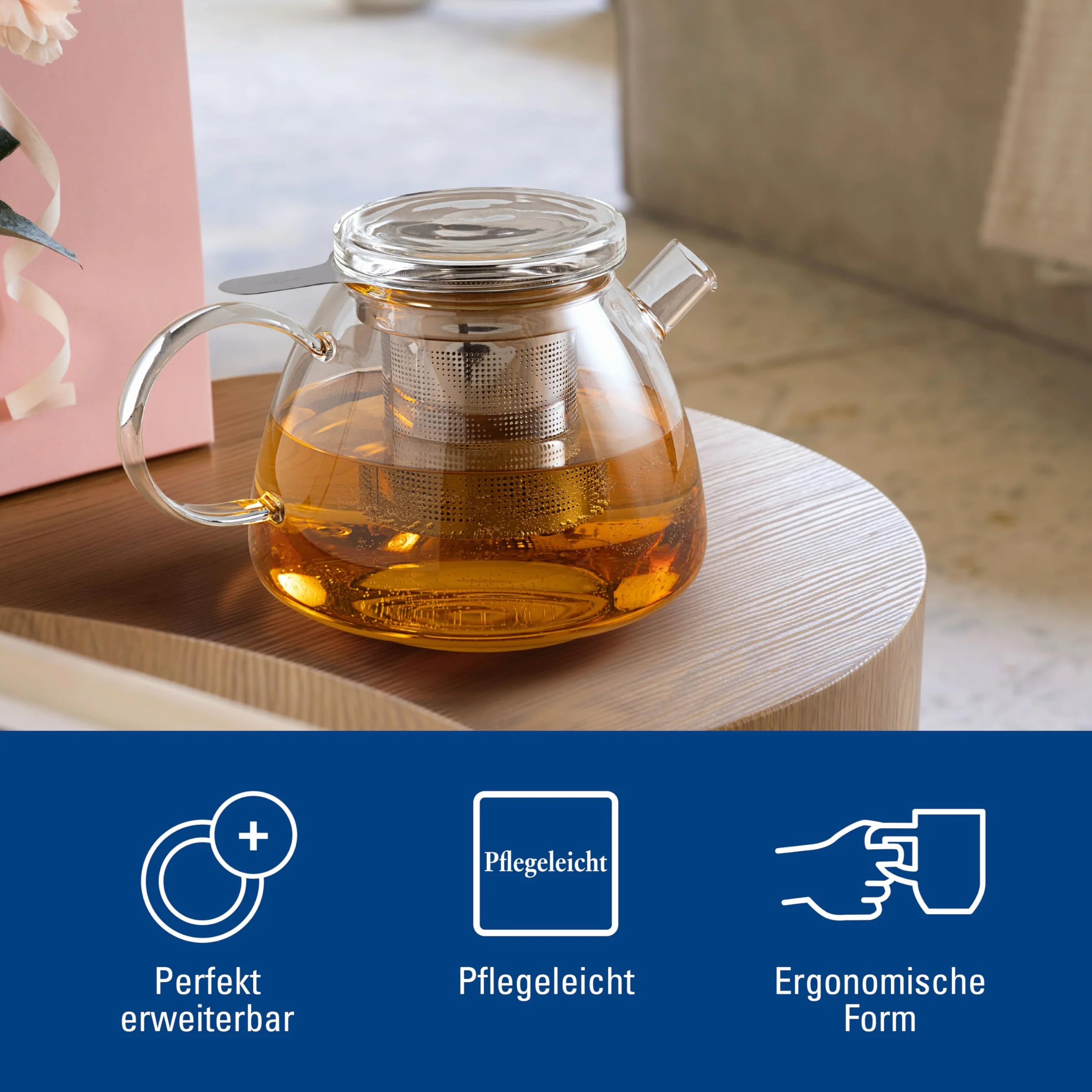 Villeroy & Boch - Artesano Hot&Cold Beverages dzbanek do herbaty bezbarwny, można myć w zmywarce i używać w mikrofalówce, dzbanek do kawy, zimnych i gorących napojów, dzbanek 1 l, szkło borokrzemowe