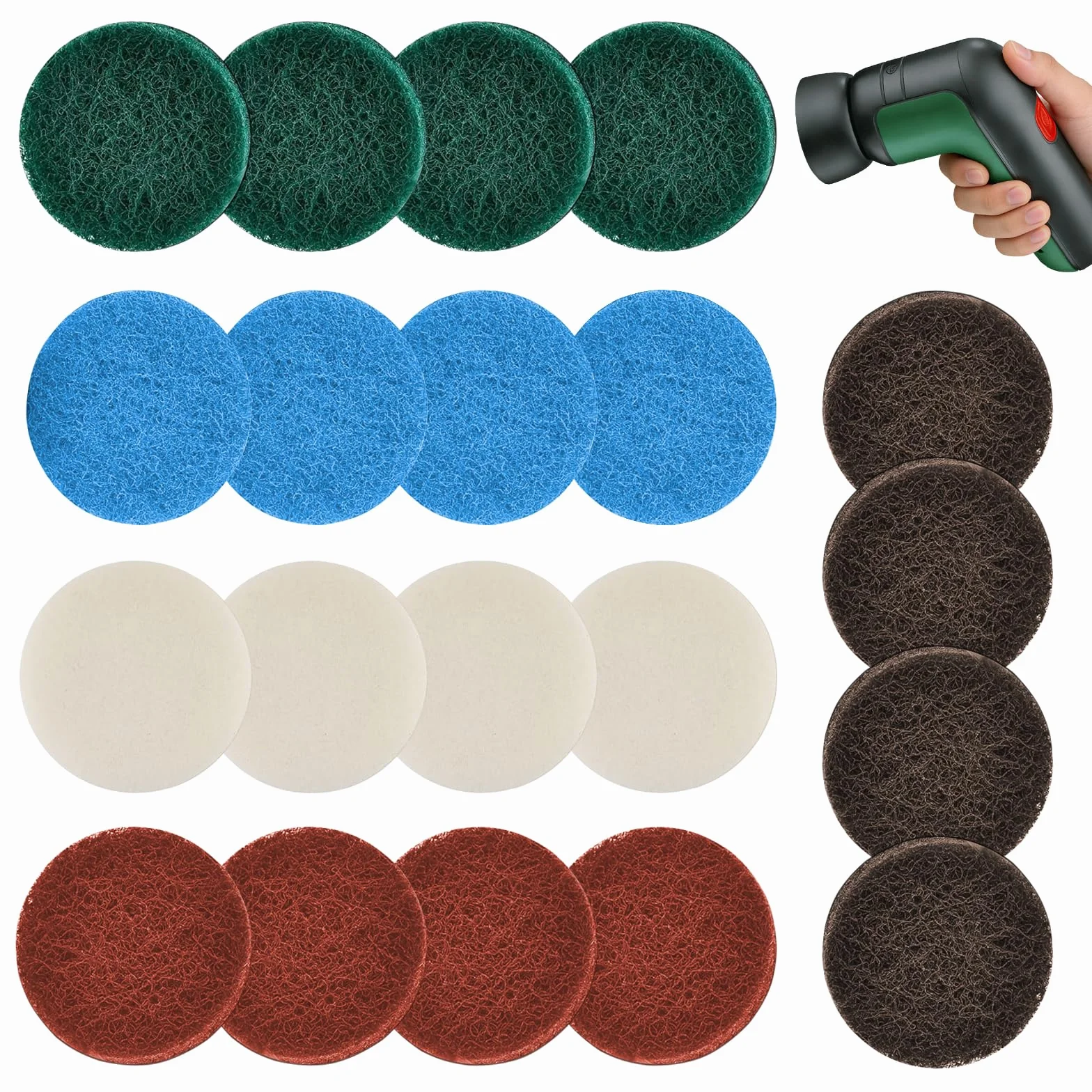 20 sztuk wymiennych szczotek do Bosch Universal Brush 6033 & Dremel Versa PC10, zestaw wymiennych nakładek, 5 typów: wysokowydajne, mikrofibra, podkładka kuchenna, podkładka do szorowania i