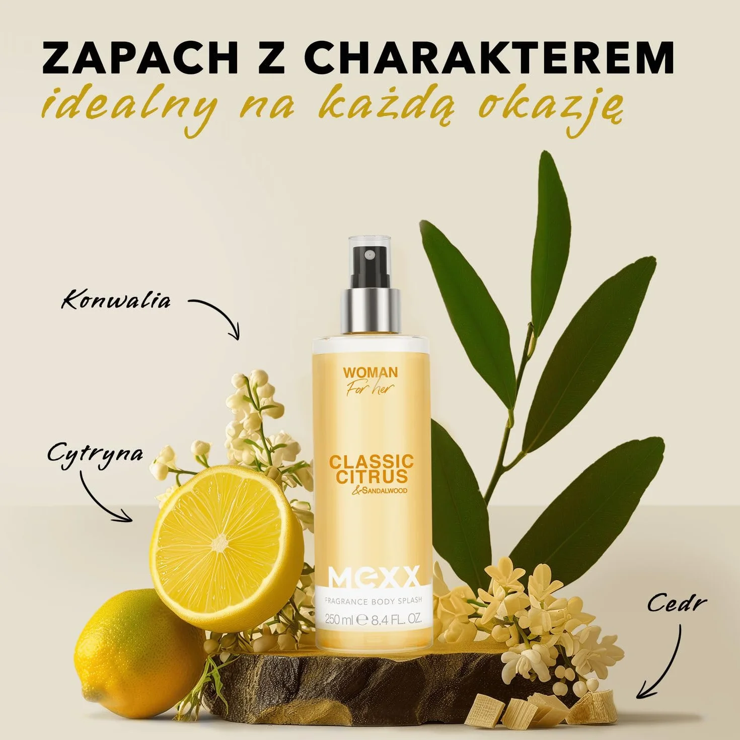 Mexx Woman Mgiełka do Ciała o Kwiatowo-Owocowym Zapachu, z Nutami Bergamotki i Jaśminu, 250 ml