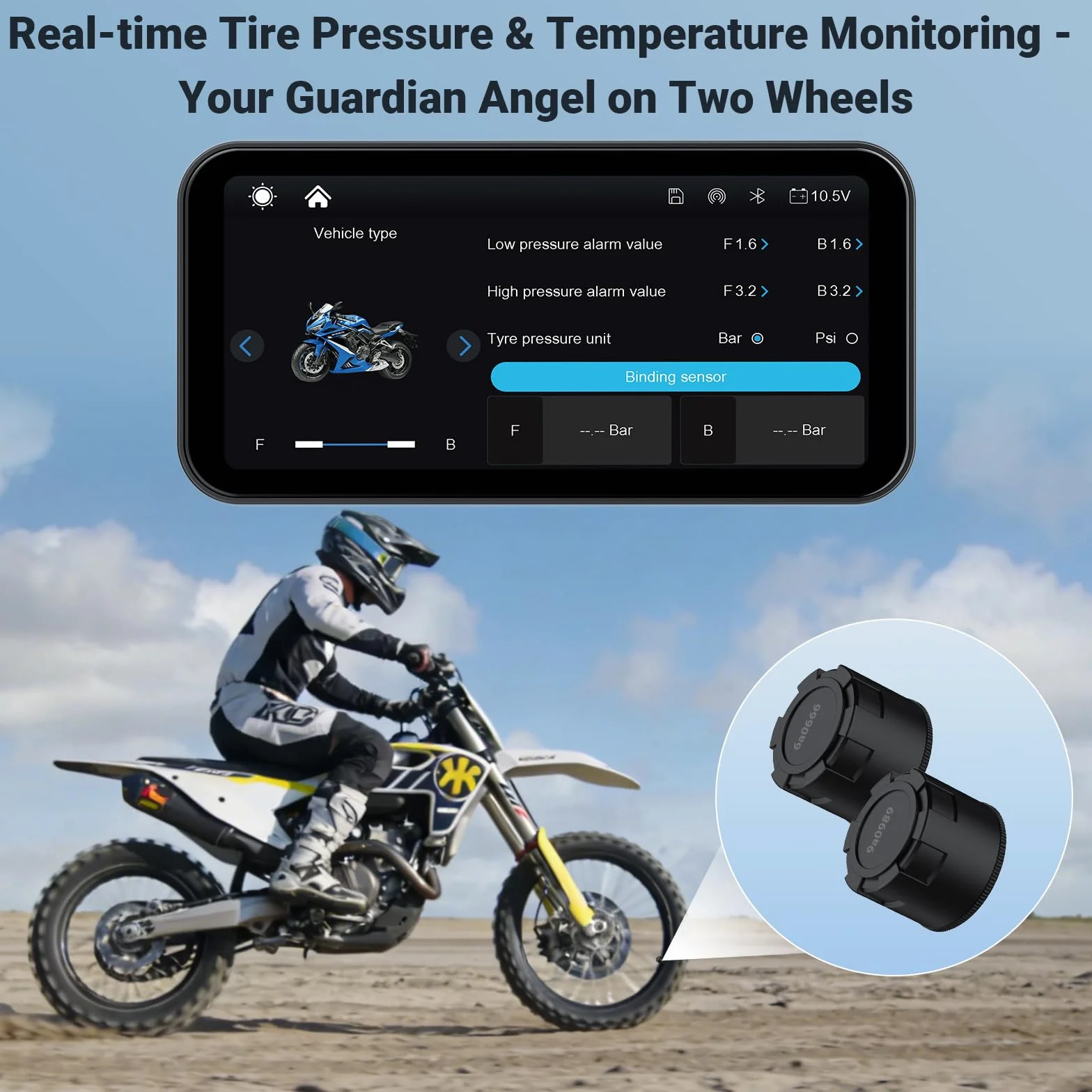 622 bezprzewodowy ekran CarPlay do motocykla, 6" wodoodporny ekran dotykowy z czujnikiem światła, obsługuje bezprzewodowe CarPlay i Android Auto, Bluetooth, nawigacja GPS