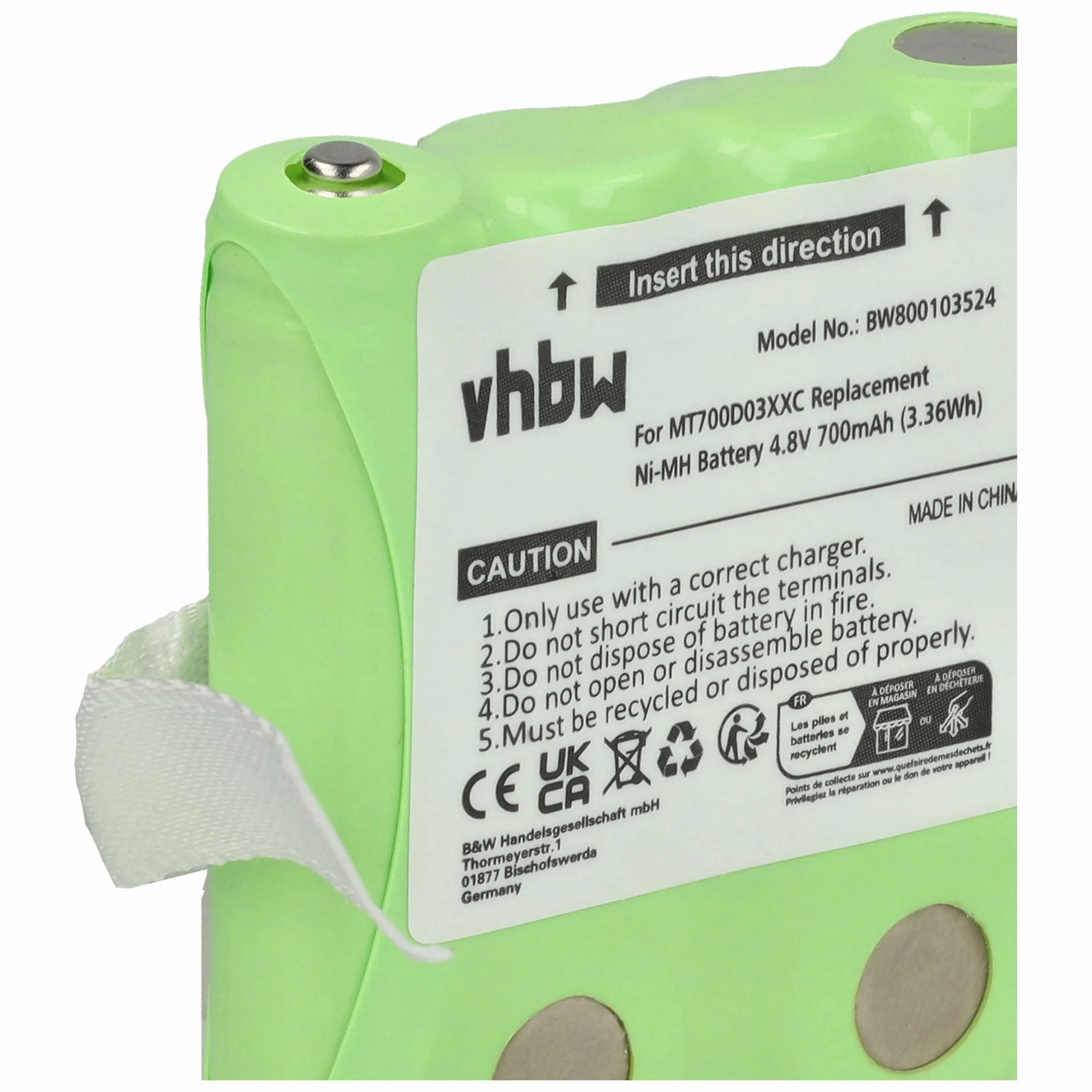 vhbw Akumulator kompatybilny z DeTeWe Outdoor PMR 8000, Simvalley WT-100 krótkofalówka, Walkie Talkie (700 mAh, 4,8 V, NiMH)