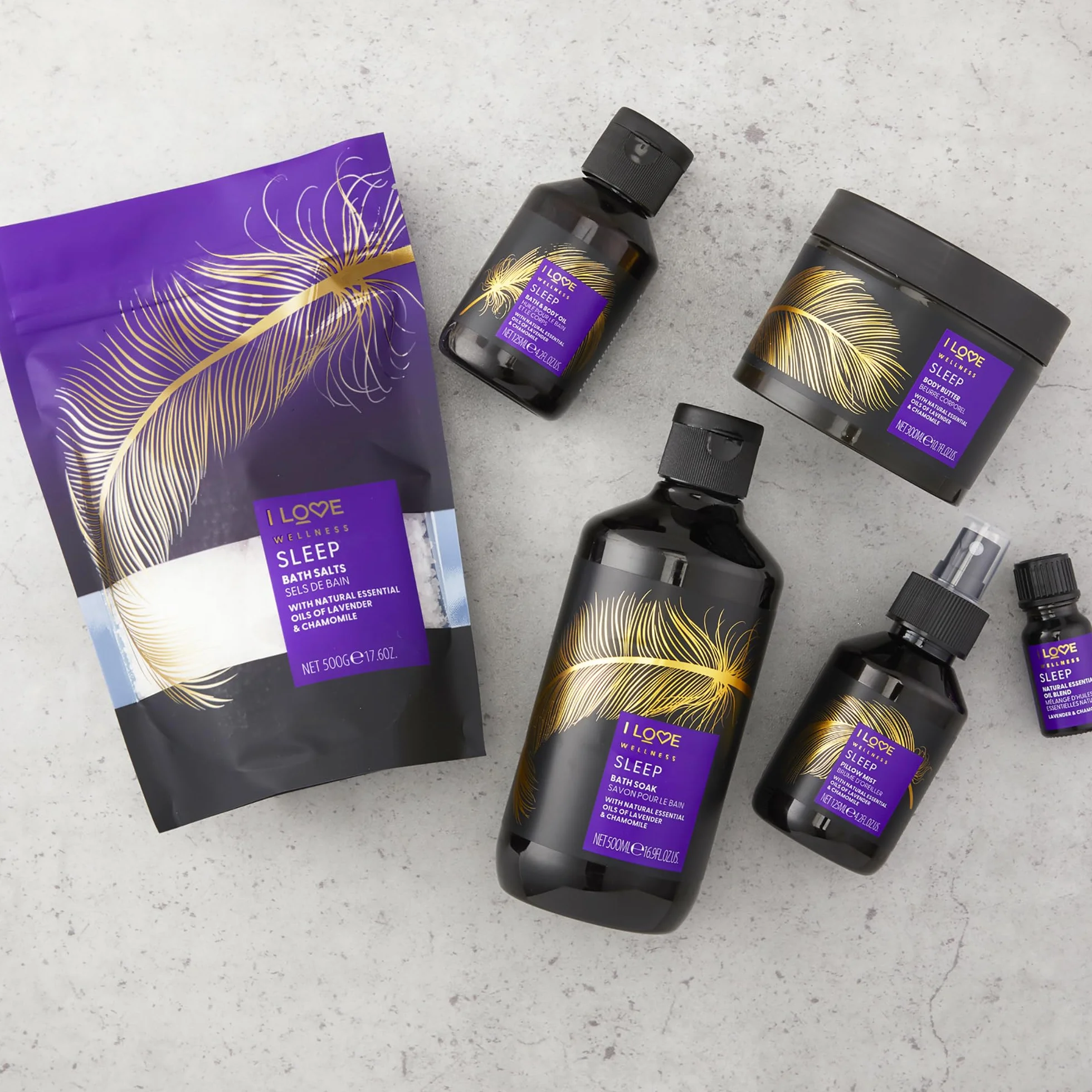 I Love Wellness SLEEP Bath Soak, With Natural Essential Oils Of Lavender & Chamomile, Fragranced Bath Soak, Invigorating Aroma, Vegetarian & Vegan-Friendly - 500ml