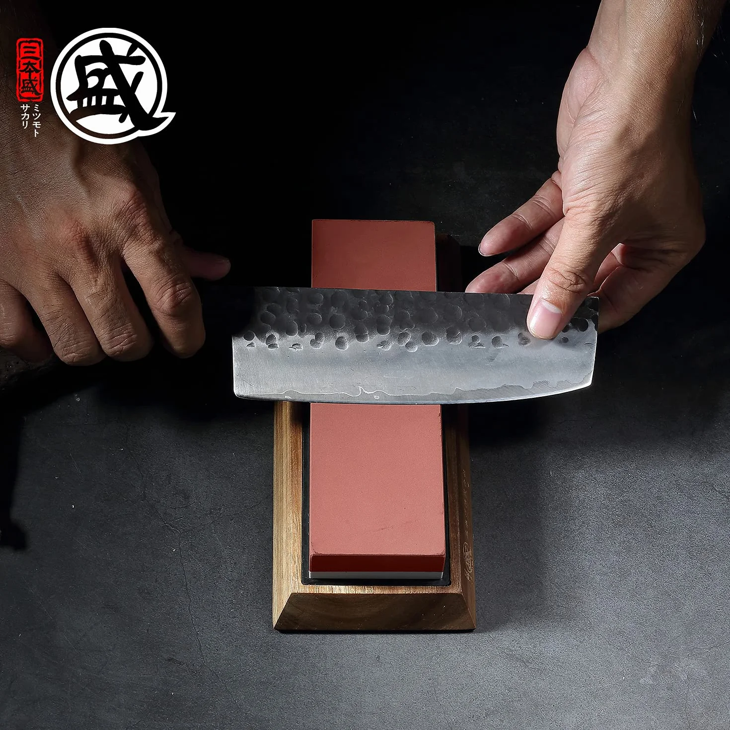 MITSUMOTO SAKARI Japanese Knife Sharpening Stone, Professional Kitchen 1000/3000 Grit Knife Sharpener Stone, Non-Slip Wooden Seat whetstone knife sharpener