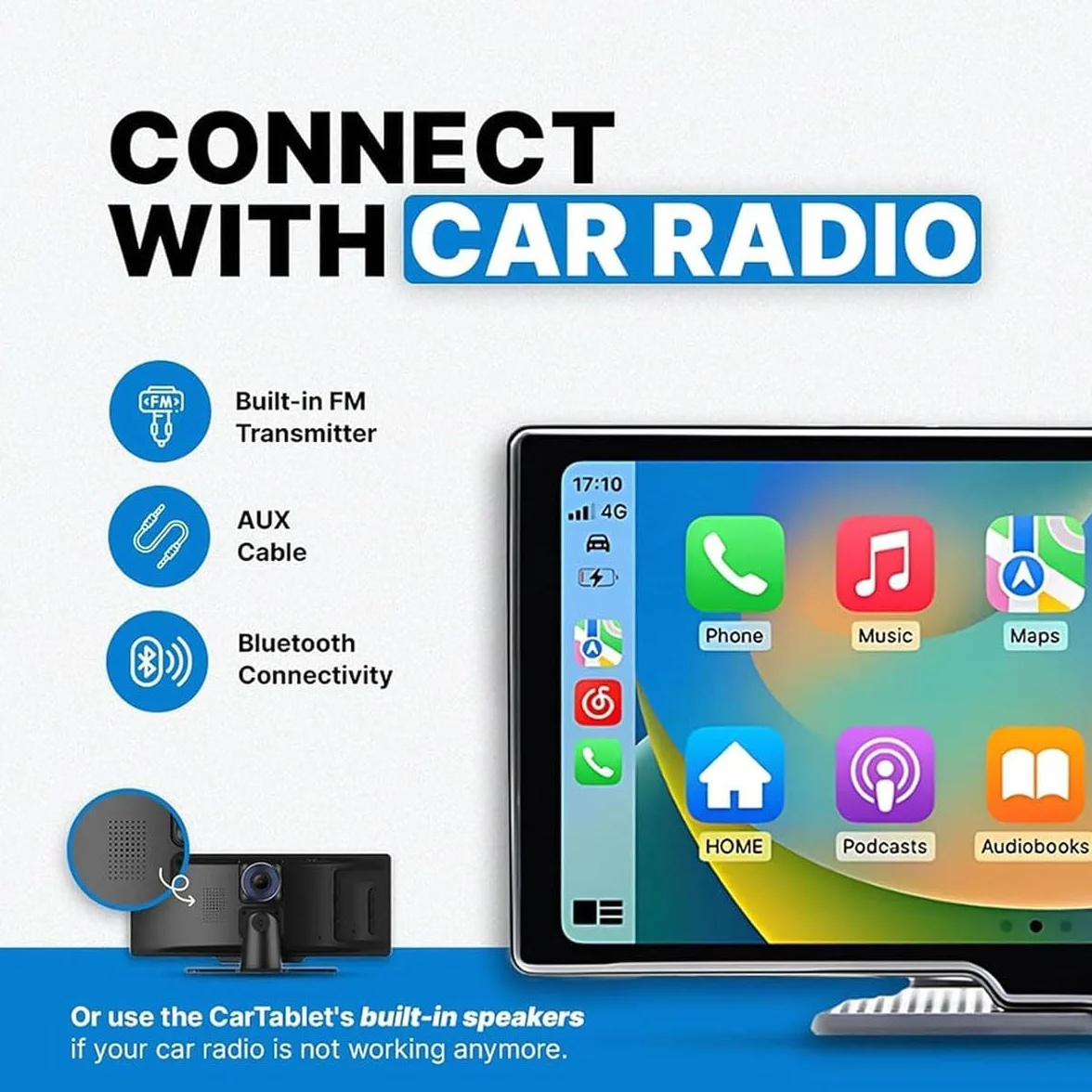 Cartablet Pro Max 2025 Flexscreen ProCarplay bezprzewodowy wyświetlacz z kamerą 4Kam, 10,26" przenośny wyświetlacz HD Carplay i automatyczny, kamera zapasowa 1080P, wyświetlacz HD IPS, nawigacja GPS