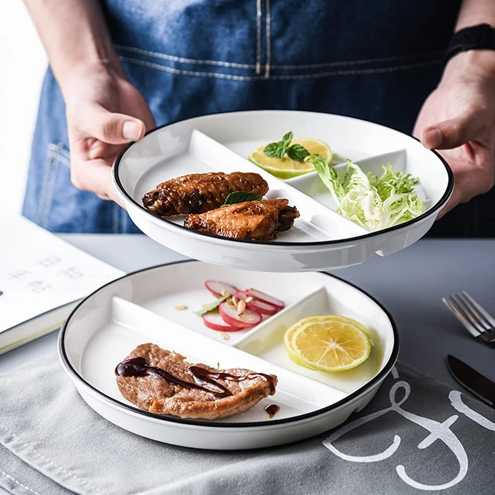 talerze porcelanowe podzielone talerze talerze przedział dla dorosłych dieta talerze stołowe Talerze do sałatek