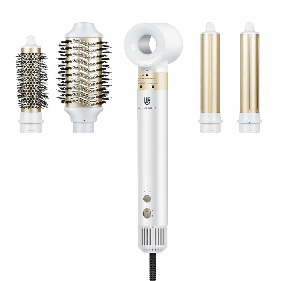 [Podwójne napięcie] webeauty 6 w 1 Airstyler, suszarka do włosów 25 m/s z okrągłą szczotką, lokówka automatyczna, prostownica do włosów, szczotka do loków