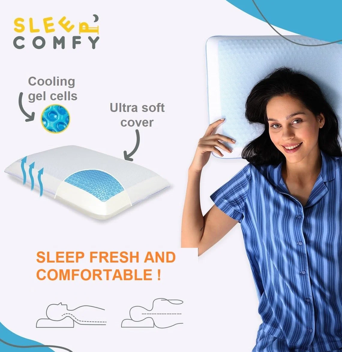 SLEEP COMFY Premium Memory Foam Gel Pillow – ortopedyczna poduszka pod szyją, Oeko-Tex, technologia chłodzenia żelowa