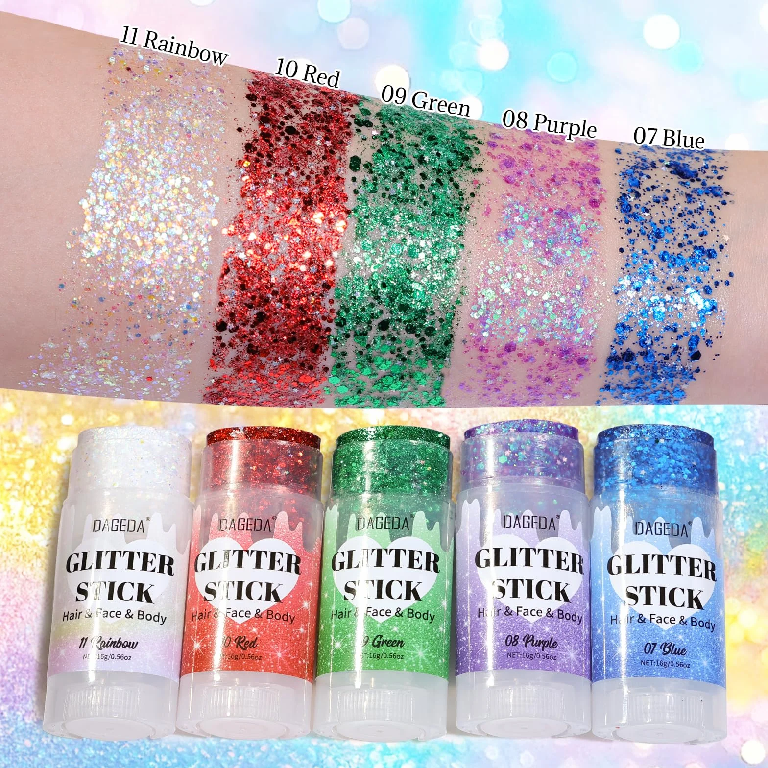 Prreal Body Glitter Stick, Sparkly Face Glitter Gel Makeup, holograficzne włosy brokatowe cekiny syrenki makijaż rave stroje dla kobiet, błyszczący lakier do twarzy, koncert, akcesoria festiwalowe