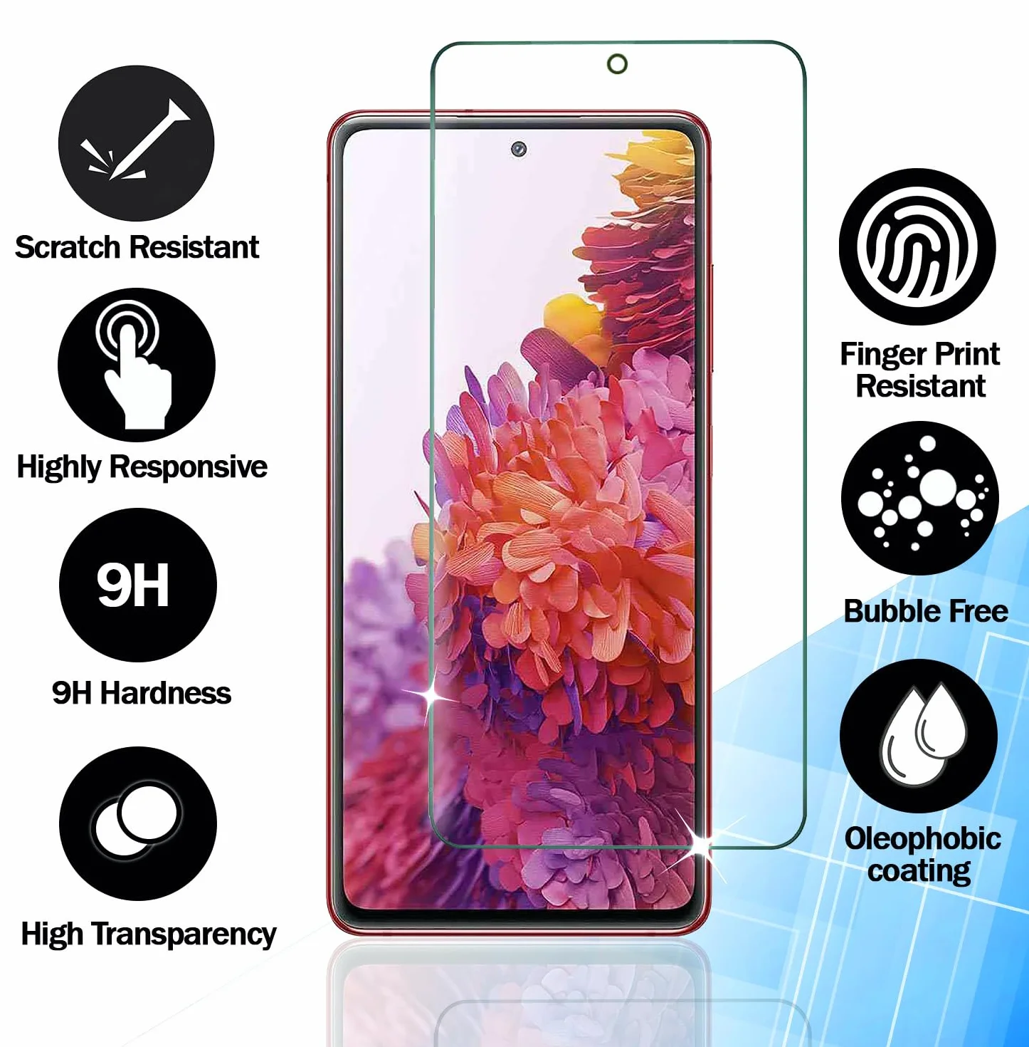 RKINC Ochraniacz ekranu [3-pak] do Samsung Galaxy S20 FE 5G / S20 FE 5G UW 16.5 cm, folia ochronna ze szkła hartowanego, 0,33 mm [bez pęcherzyków] [odporna na zarysowania] [odporna na pękanie]