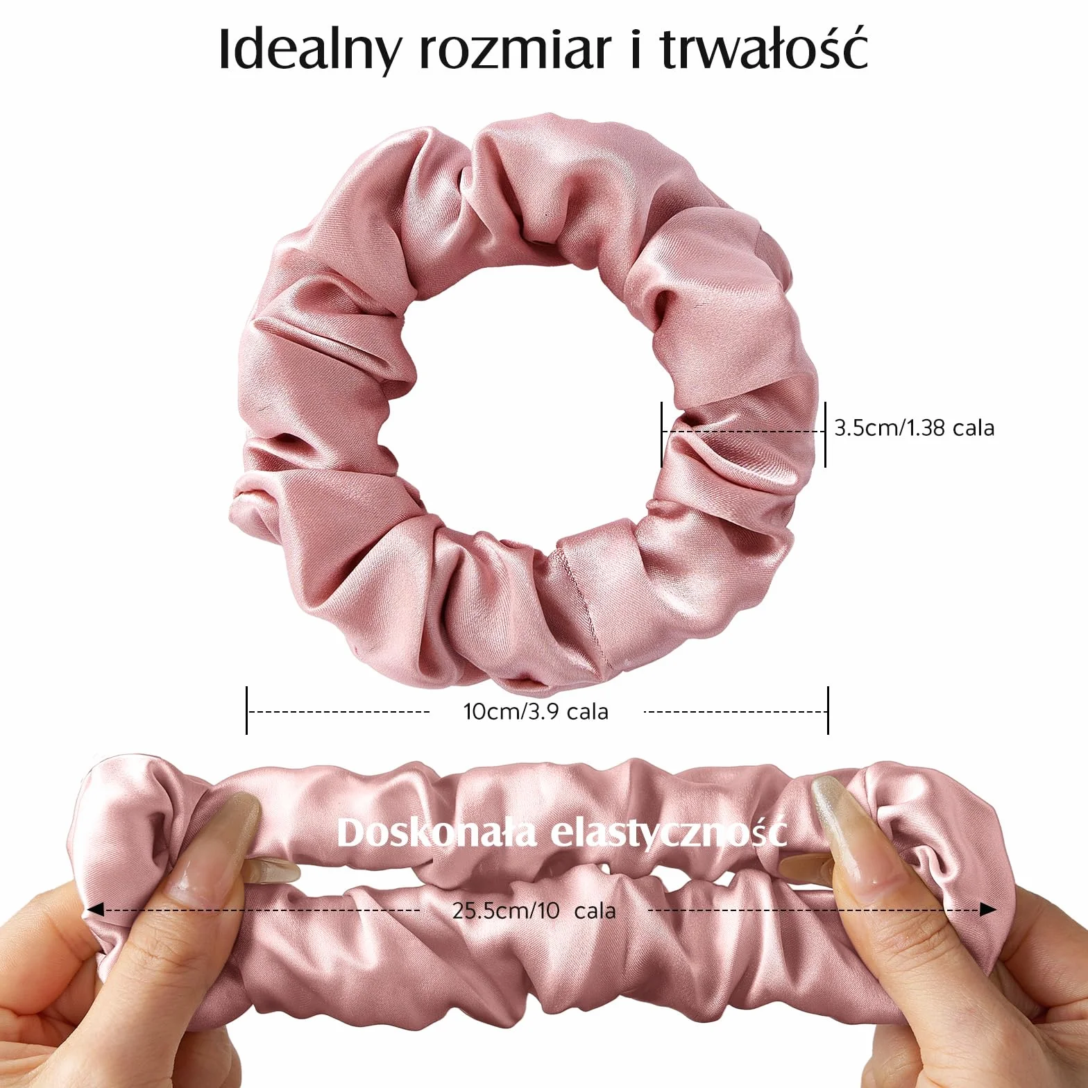 Umisleep 3-częściowy zestaw 100% Mulberry Silk Scrunchies dla kobiet, delikatne gumki do włosów dla mniej puszenia się włosów i łamania włosów, elastyczne gumki do włosów bez odcisków (różowe, czarne