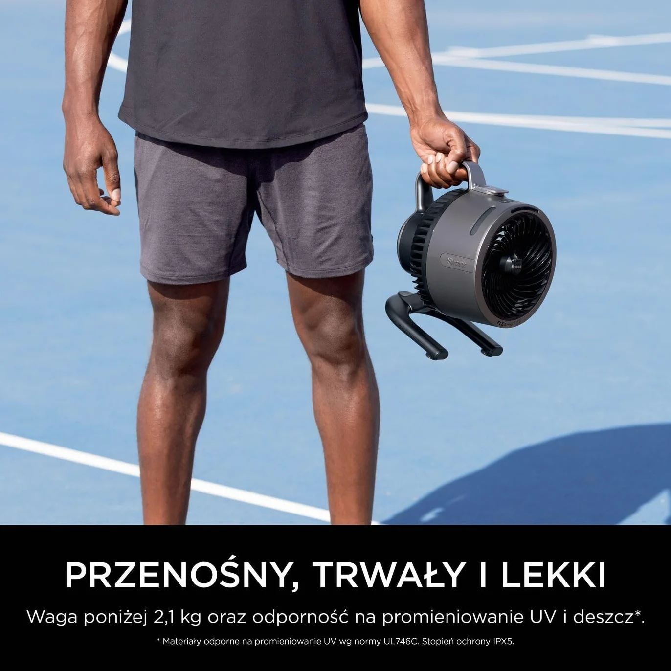 Shark FlexBreeze HydroGo – mocny wentylator przenośny z mgiełką, wewnątrz i na zewnątrz, cichy i trwały, przewodowy i bezprzewodowy, kompaktowy i lekki, 5 poziomów prędkości, grafitowy FA050EU