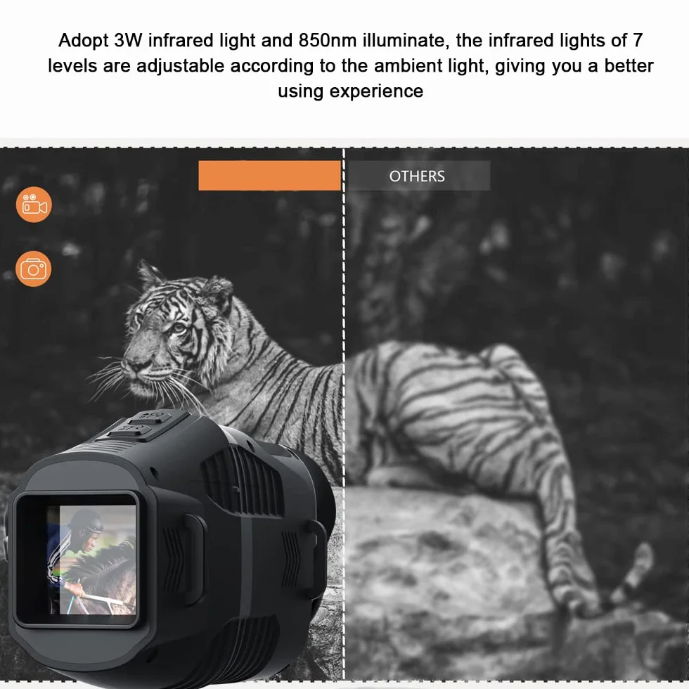 noktowizor, Mulcort 1080P przenośny monokularowy noktowizor na podczerwień urządzenie dzień noc użyj zdjęć wideo strzelanie cyfrowy zoom 5 x 300 m, pełna ciemność, odległość widzenia
