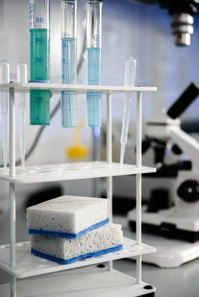 York BACTERIA STOP Gąbka do mycia naczyń antybakteryjna 10 sztuk niebieska szara