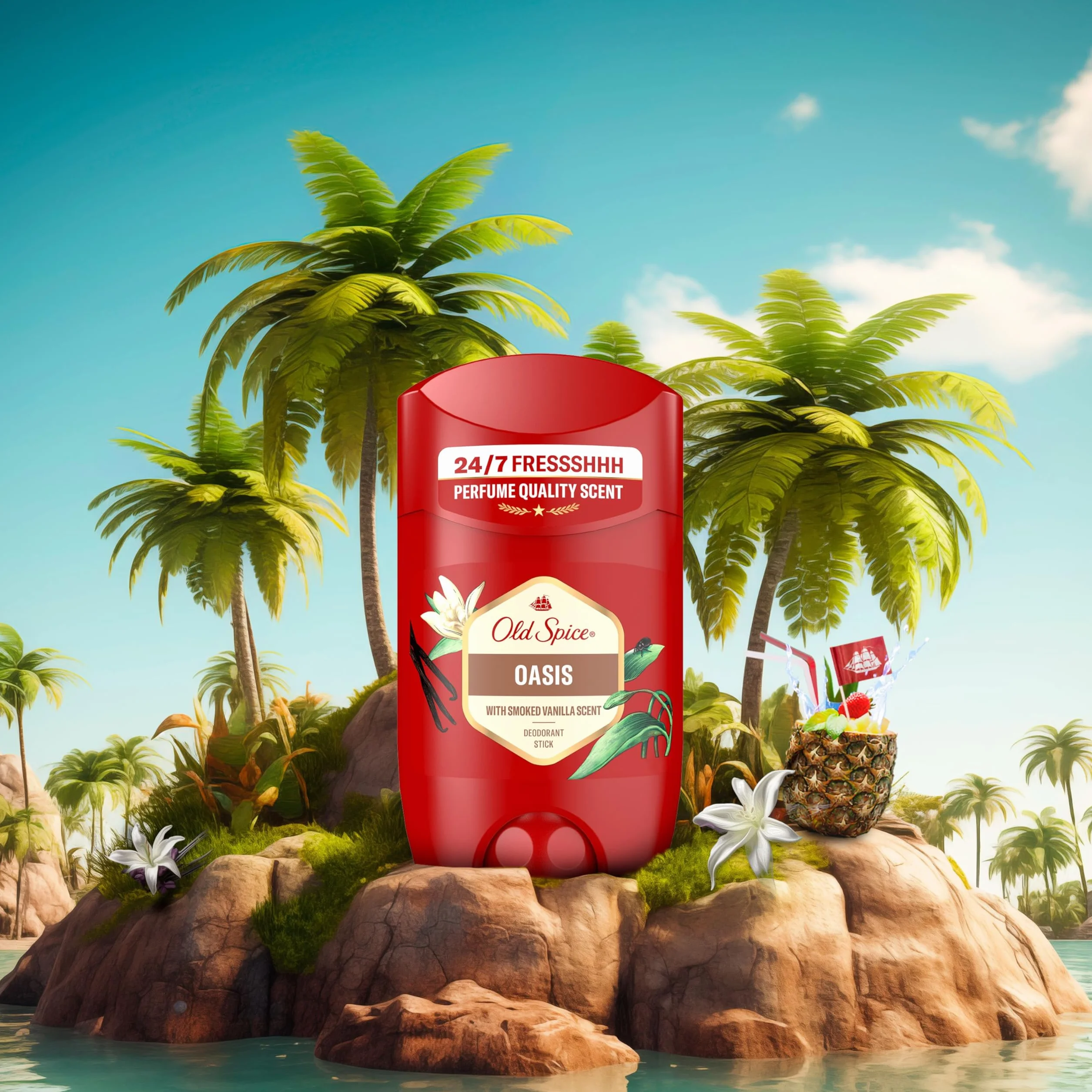 Old Spice Oasis Dezodorant w sztyfcie dla mężczyzn 50ml, świeżość 24/7 przy codziennym stosowaniu, niewidoczny na czarno-białych ubraniach