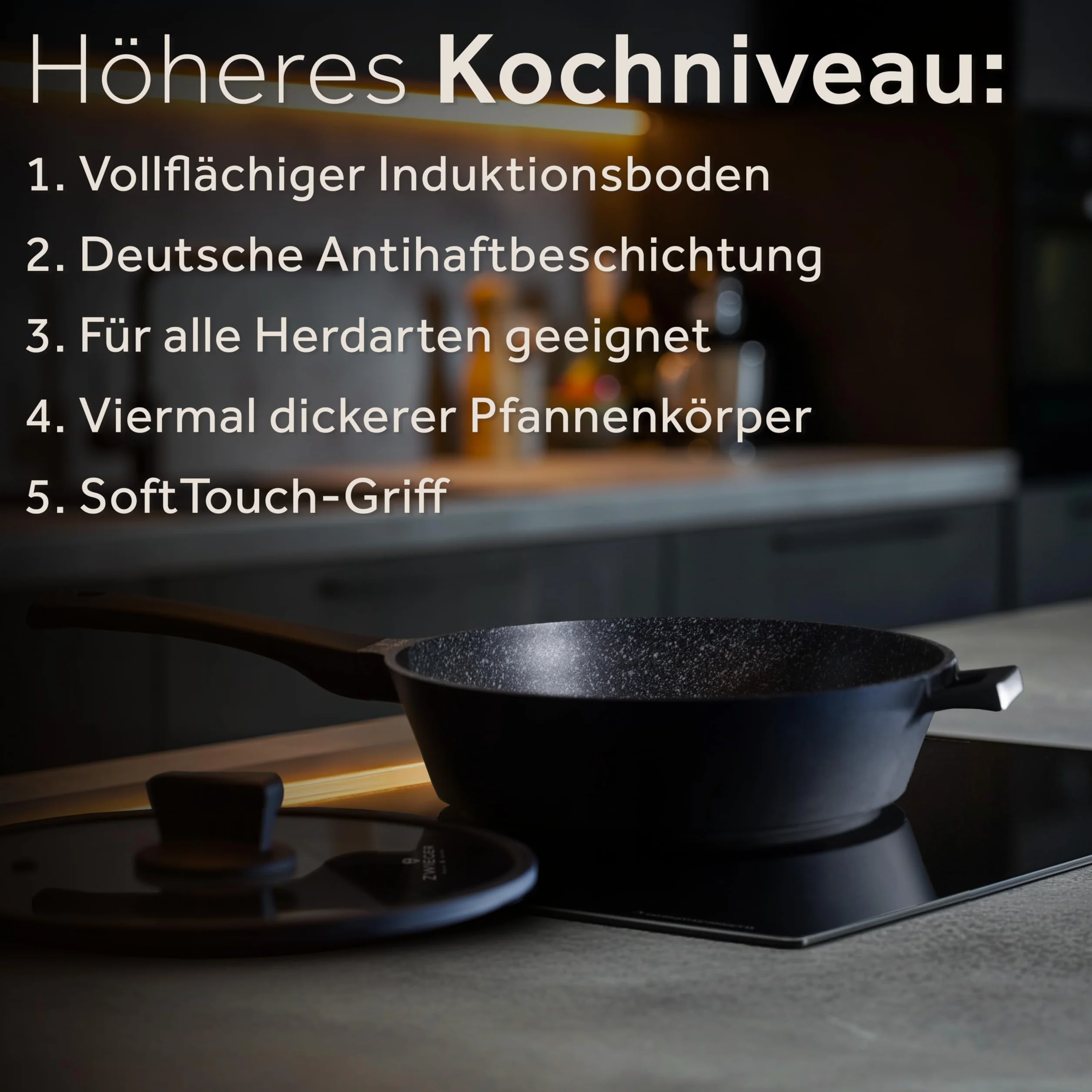 ZWIEGER Patelnia głęboka 28 cm z pokrywką i przekładką filcową