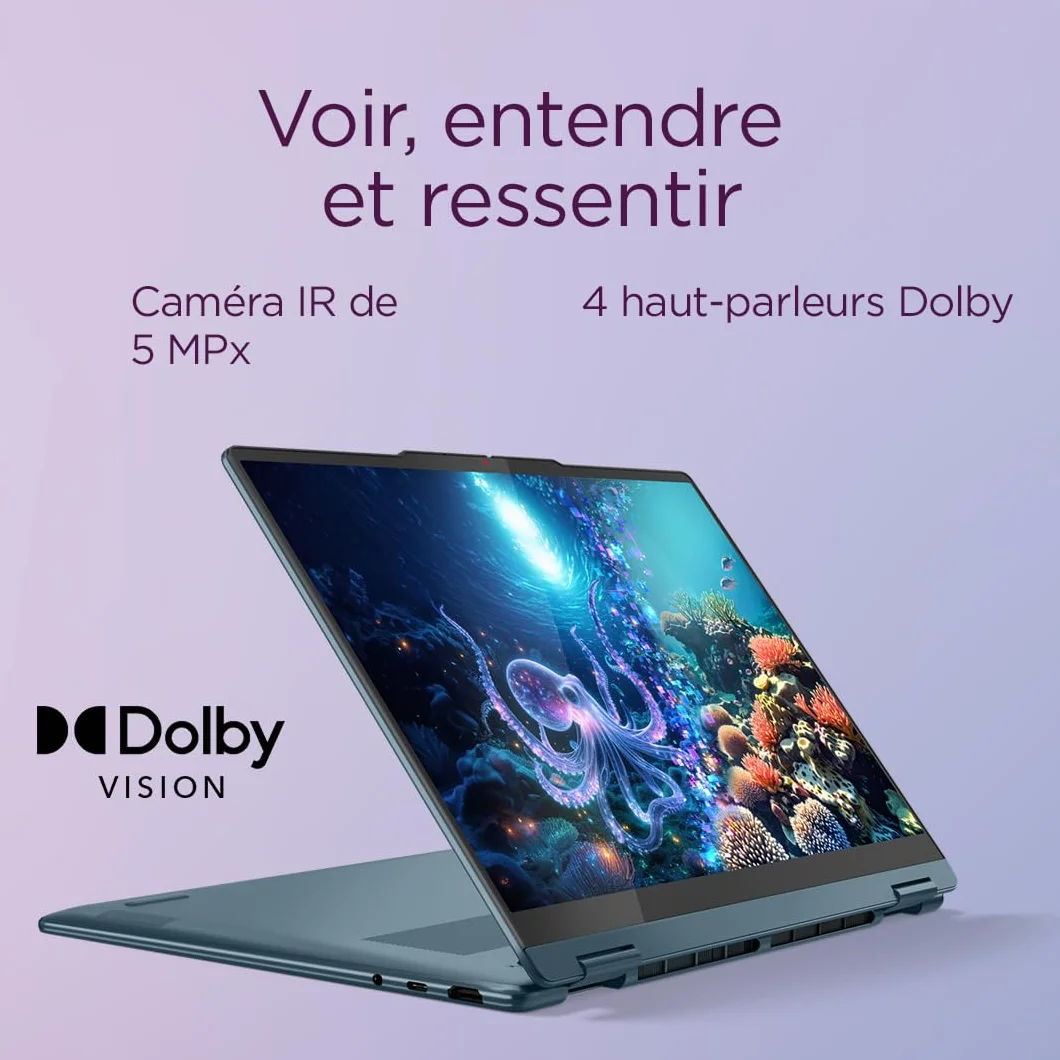 Lenovo Yoga 7 2-in-1 14AKP10 - OLED 2 w 1 laptop AI 2 w 1 (AMD Ryzen AI 5 340, 16 GB RAM, SSD 512 GB, AMD Radeon 840M Graphics, Windows 11 Home) AZERTY podświetlana klawiatura - Tidal Teal