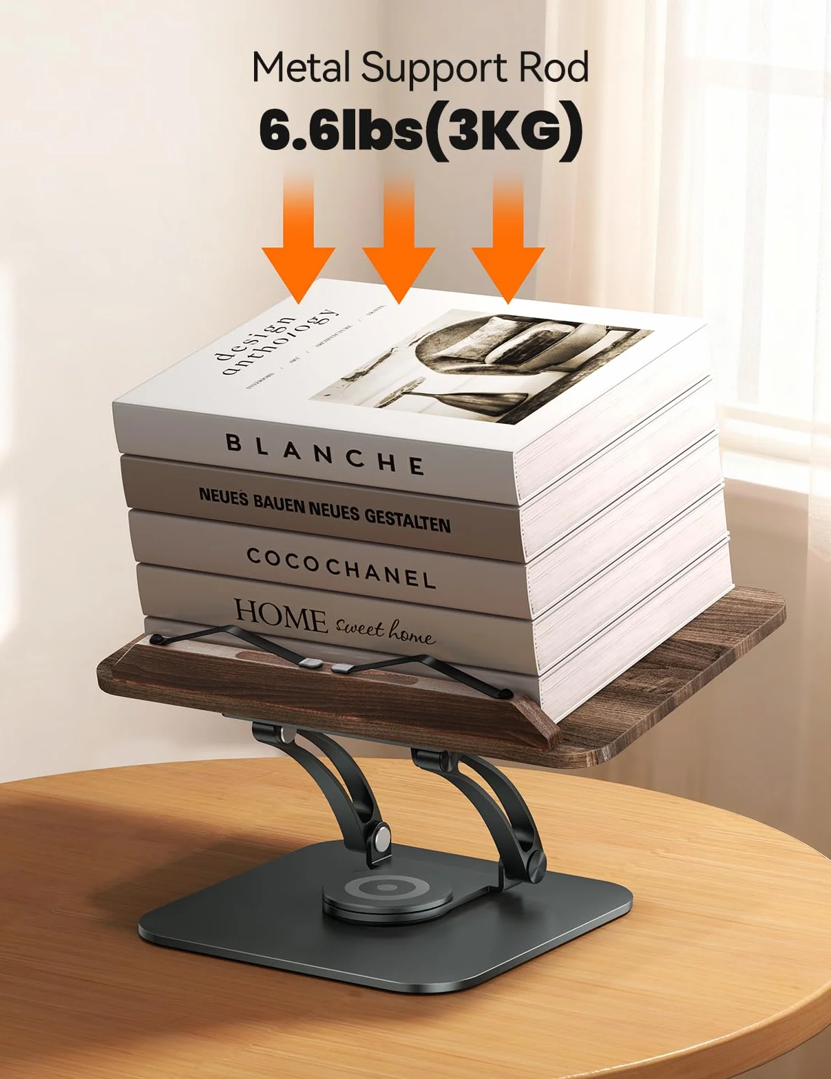 Tounee Stojak na książkę, regulowany uchwyt na książkę z podstawą obracającą się o 360°, stojak na książkę kucharską z elastycznymi klamerkami bocznymi na partytury muzyczne