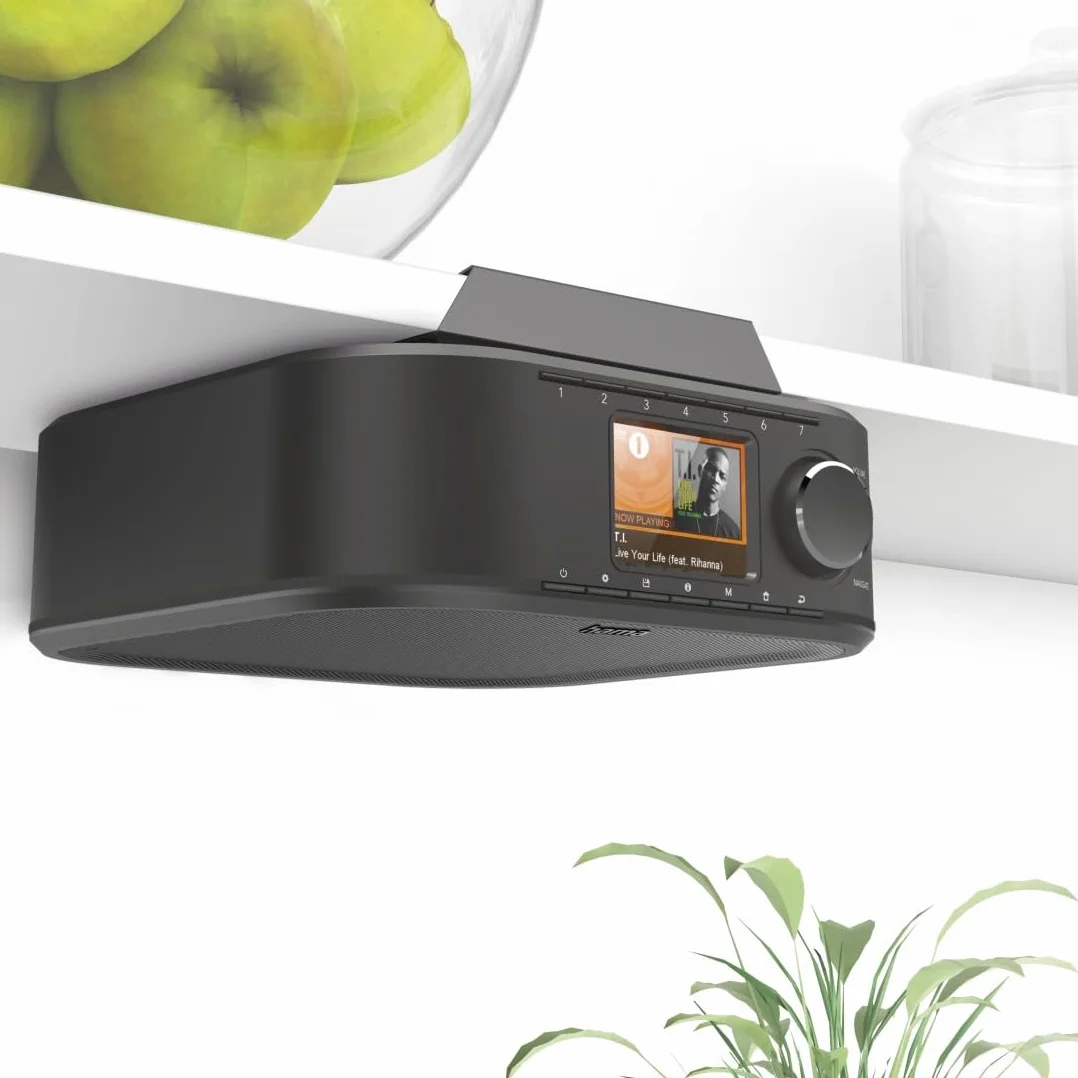Hama Radio internetowe Hama DIR355BT DAB/DAB+, Bluetooth i Spotify (radio kuchenne FM, z wejściem AUX, z funkcją budzika i wyświetlaczem, radio podszafkowe z płytą montażową bez wiercenia), czarne
