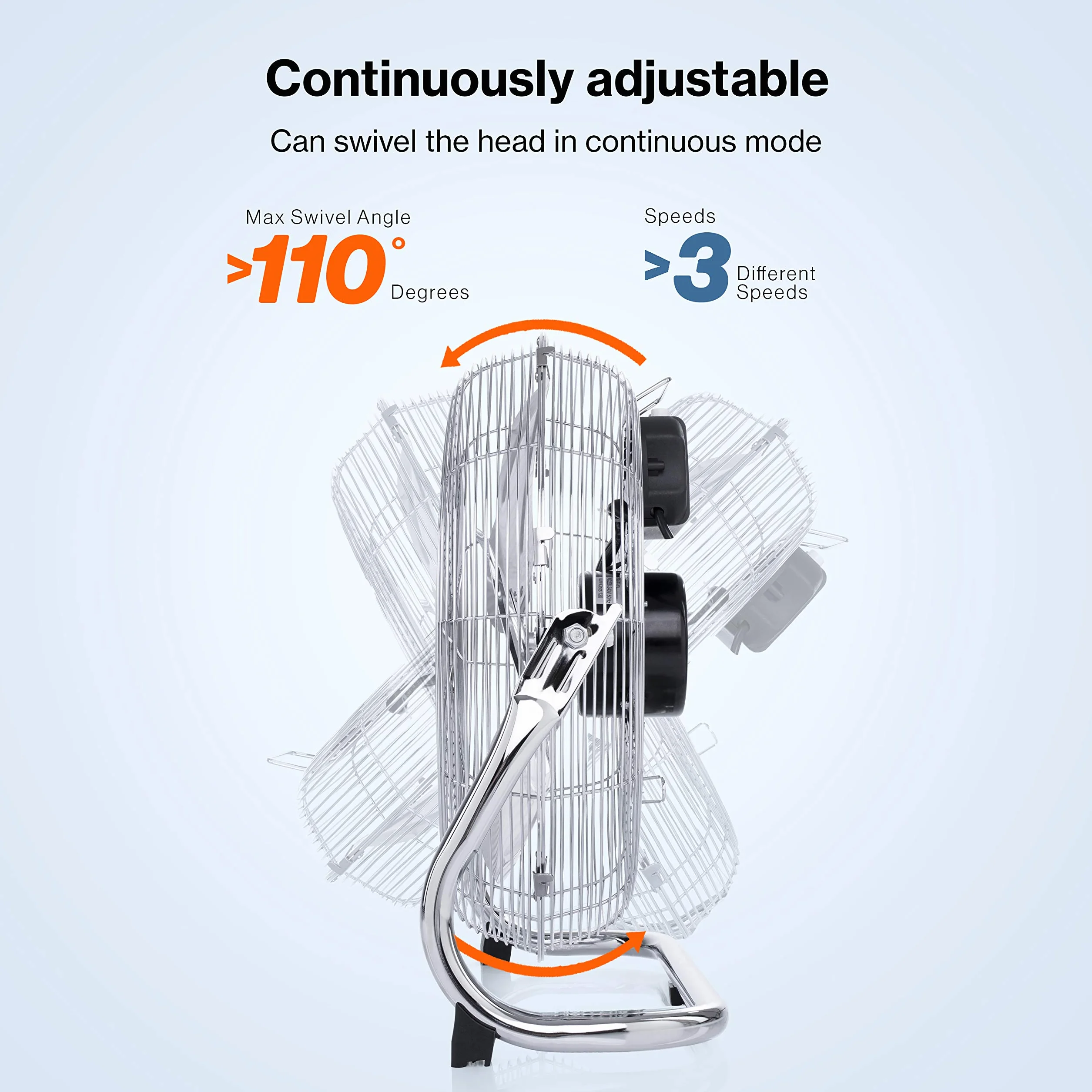 TRESKO Aerson wentylator podłogowy 30 cm 55 W 3 poziomy mocy metalowa konstrukcja
