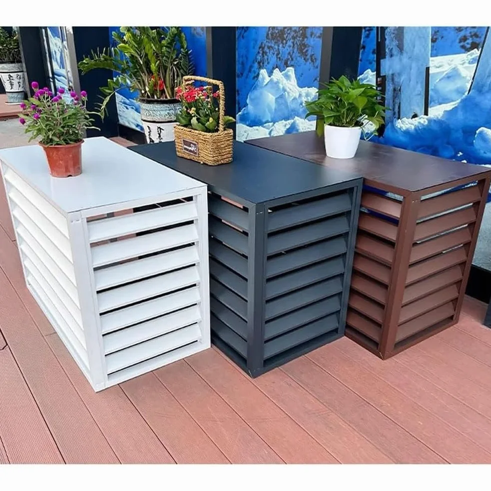 Zewnętrzna Osłona Klimatyzatora, Prywatności Ogrodzenie Ekran na Balkon Ogrodowy, Aluminiowa Kwiaty Stojak (Color : White, Size : 100x70x50cm)