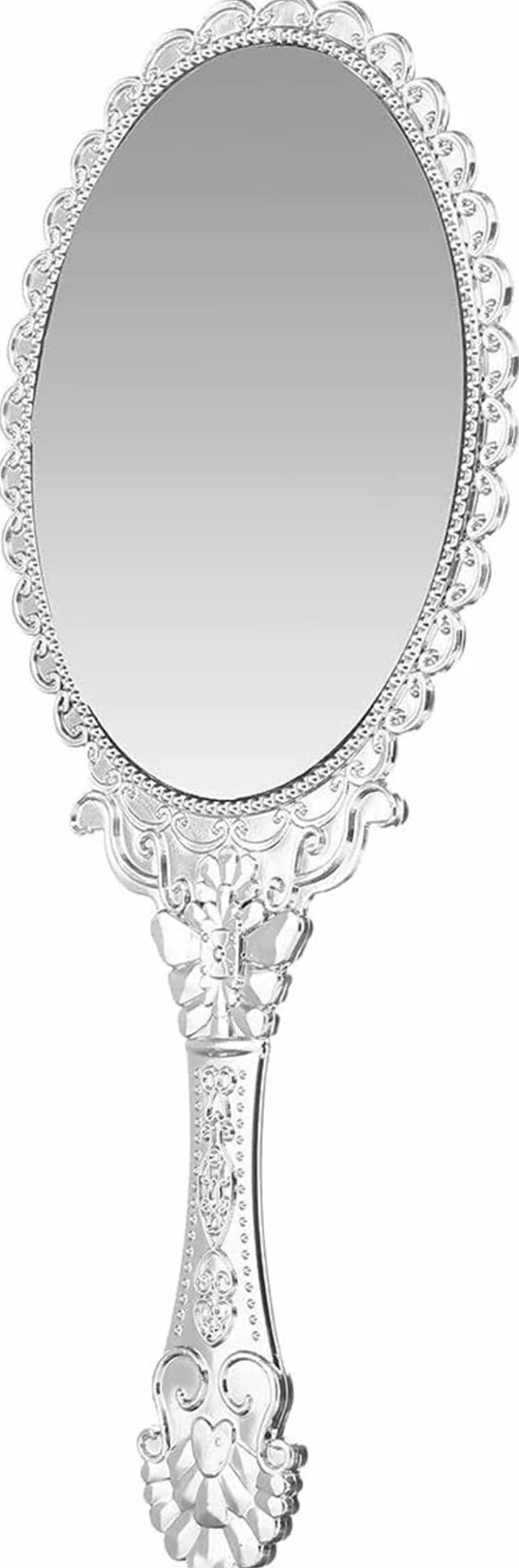 Bluelover Vintage Repousse Owalny Makijaż Kwiatowe Lustro Ręczne Srebrne Kosmetyki