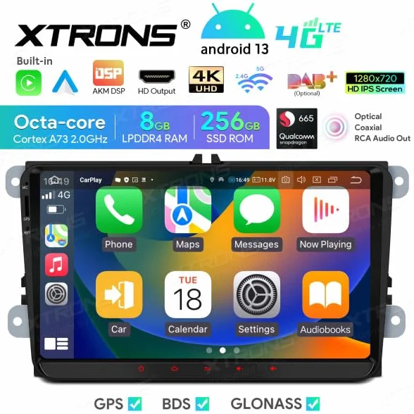 XTRONS IQ92MTVP Radio do Golf Passat Polo Tiguan Touran GPS Android 12 8 GB + 256