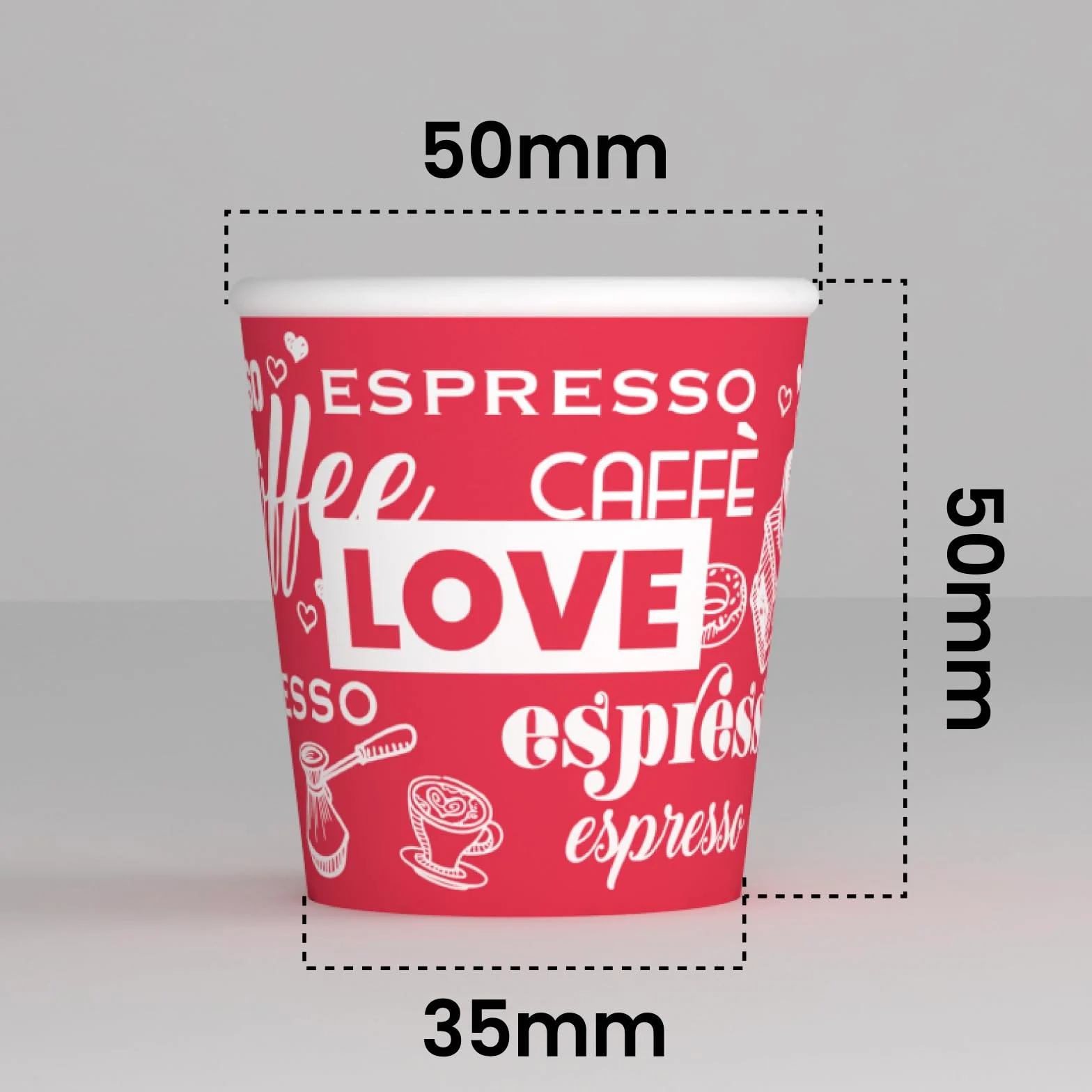 LoveRedCUP kubki papierowe do kawy 65ml ekologiczne biodegradacyjne jednorazowe