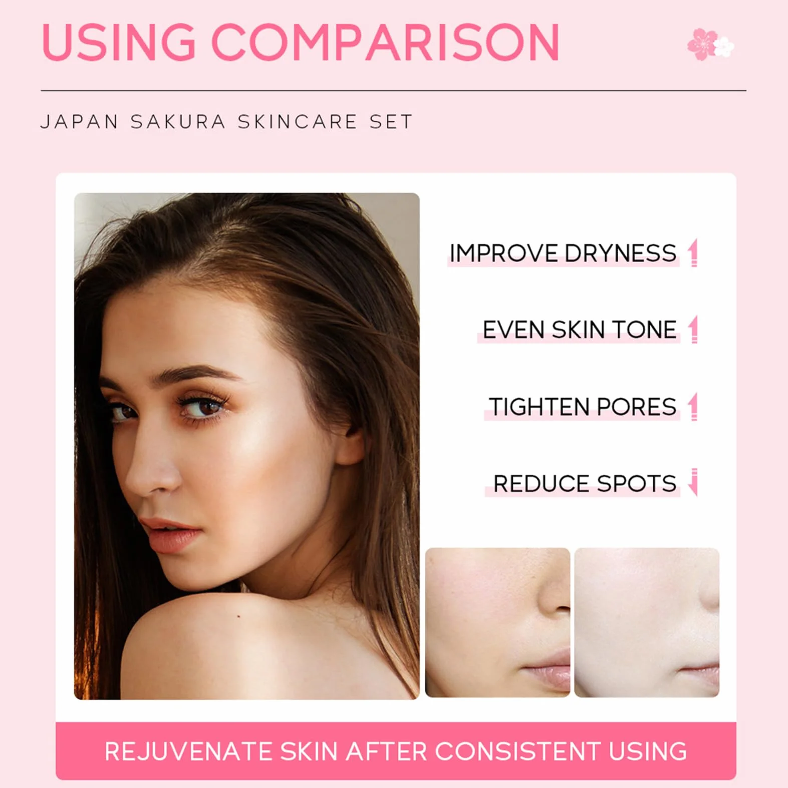 Japan Sakura zestaw do pielęgnacji skóry dla nastolatek, zestaw nawilżający, zestaw do pielęgnacji twarzy, zestaw do pielęgnacji twarzy, zestaw prezentowy dla kobiet – oczyszczające serum do twarzy,