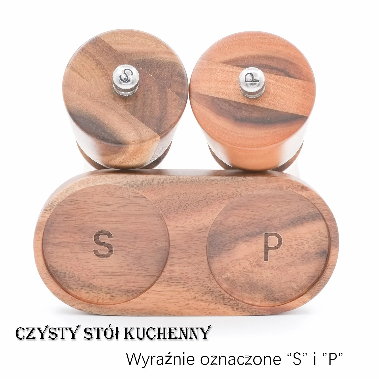 Młynki Do Soli I Pieprzu Drewniane 22 cm Akacja Zestaw Ręczny