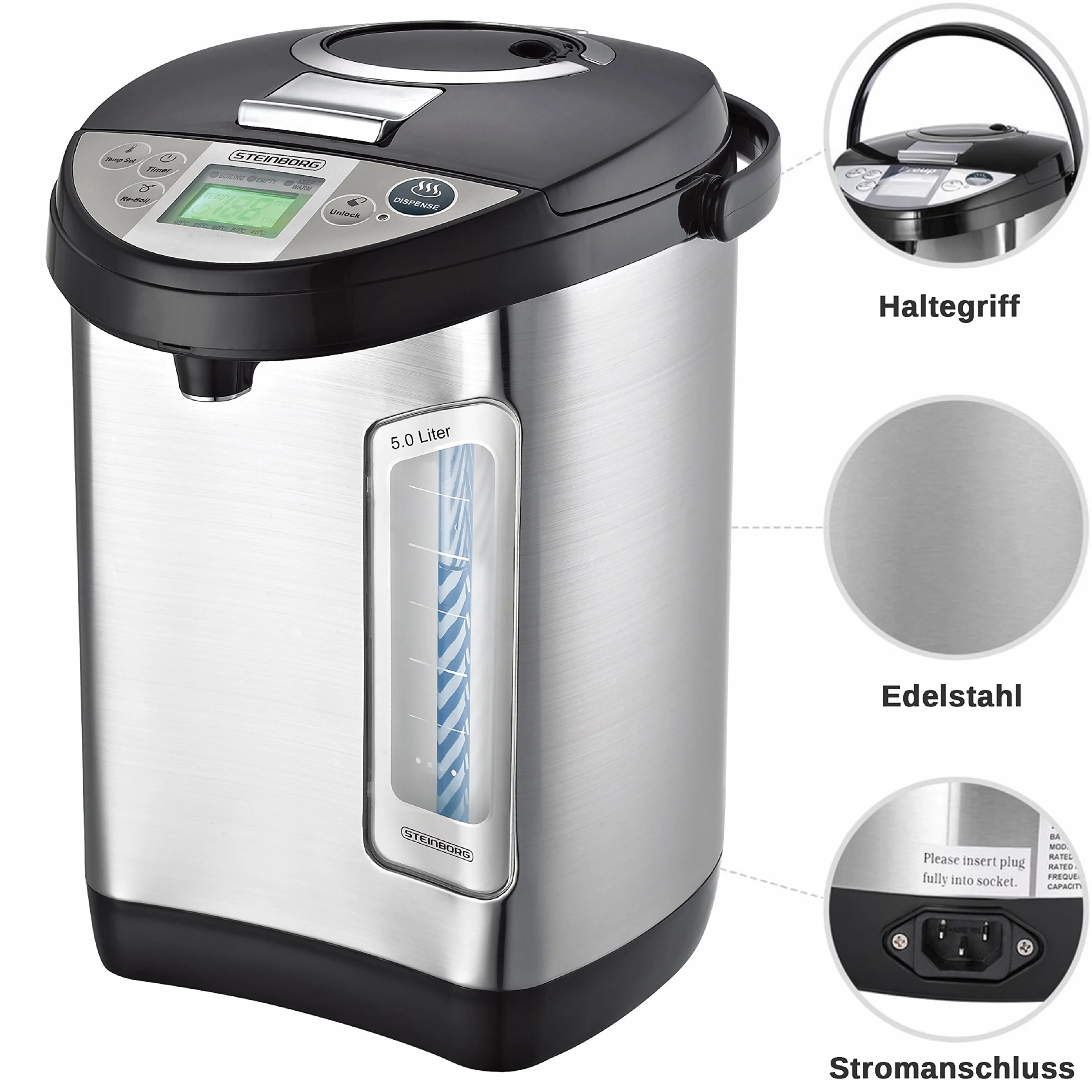 Thermopot 5 litrów dozownik wody ze stali nierdzewnej czajnik elektryczny do grzanego wina