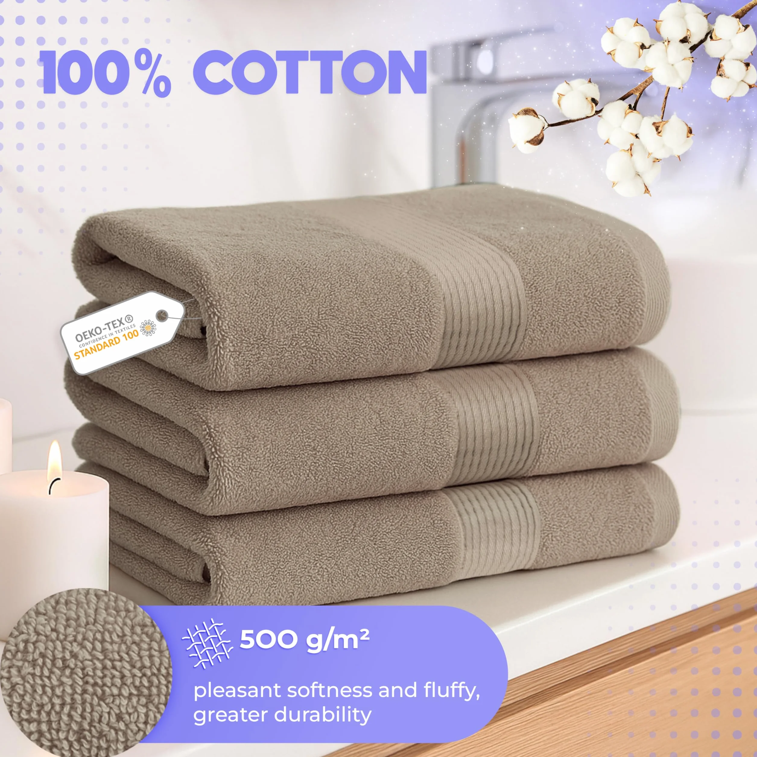 Ręczniki kąpielowe Cloud Pillow 70x140 cm 100% bawełniane 500 g/m² Oeko-Tex 2 sztuki
