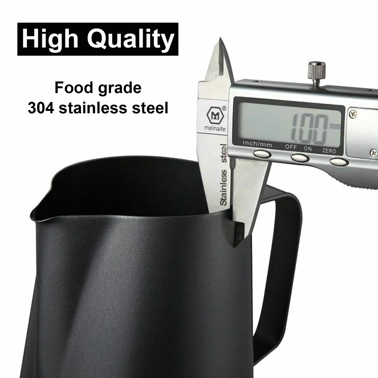 Dzbanek do mleka ze stali nierdzewnej 350 ml czarny do spieniacza cappuccino
