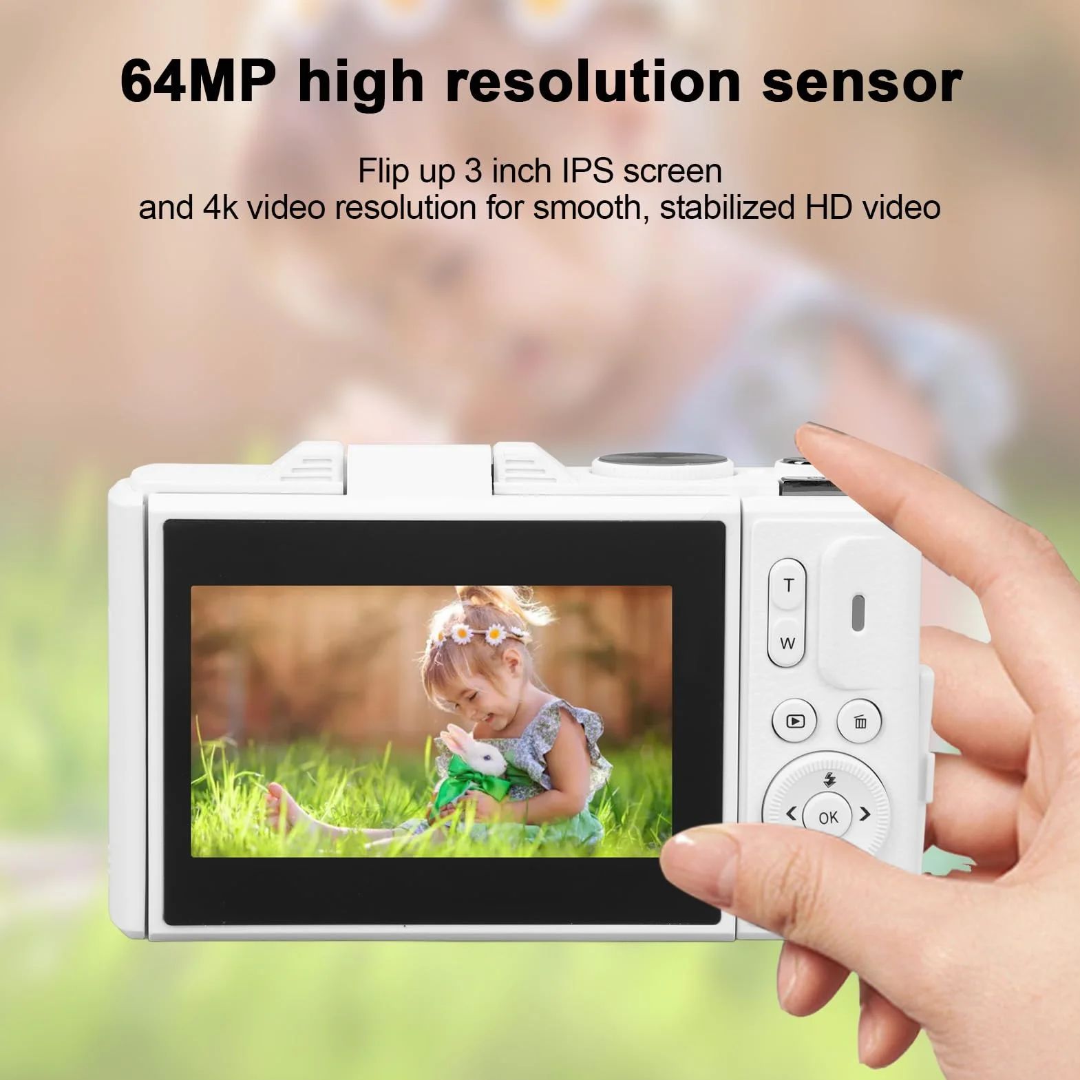 Aparat Cyfrowy 4K, Cyfrowy Aparat Typu „point and shoot” o Rozdzielczości 64 MP FHD, 3-calowy Ekran, 18-krotny Zoom, Autofokus Przenośny Kompaktowy Aparat Kieszonkowy Cyfrowy