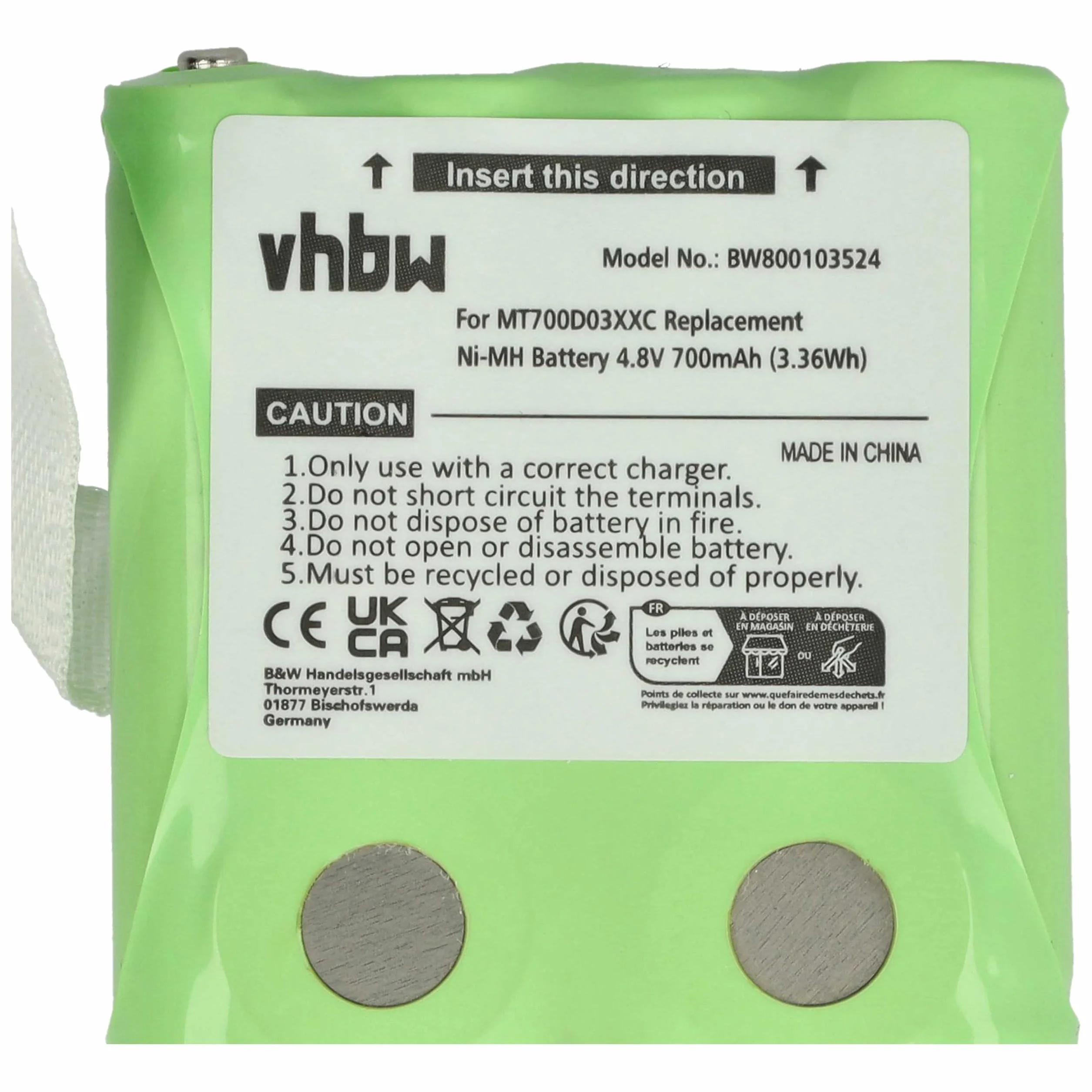 vhbw Akumulator kompatybilny z DeTeWe Outdoor PMR 8000, Simvalley WT-100 krótkofalówka, Walkie Talkie (700 mAh, 4,8 V, NiMH)