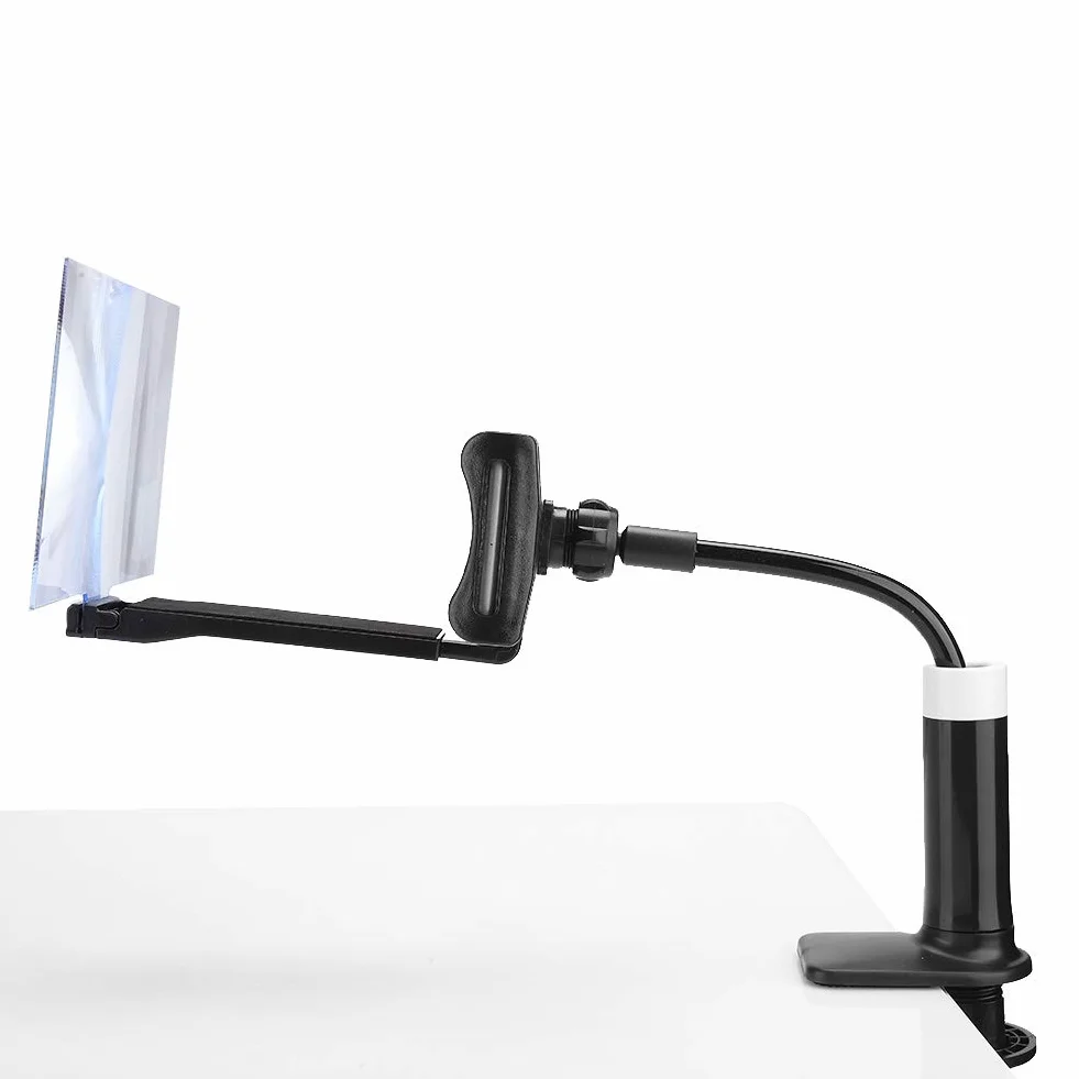 Hakeeta Lupa ekranu 20 cm do telefonu komórkowego + regulowany uchwyt na klips do telefonu, obracające się o 360 stopni, wysoka rozdzielczość, do filmów, filmów i gier, kompatybilna ze wszystkimi telefonami komórkowymi (czarna)