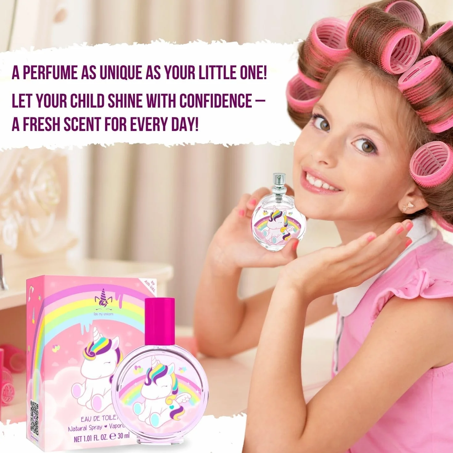 Eau My Unicorn Perfumy dla dzieci: perfumy dla dziewczynek w pięknej szklanej butelce i wzór jednorożca (30 ml)