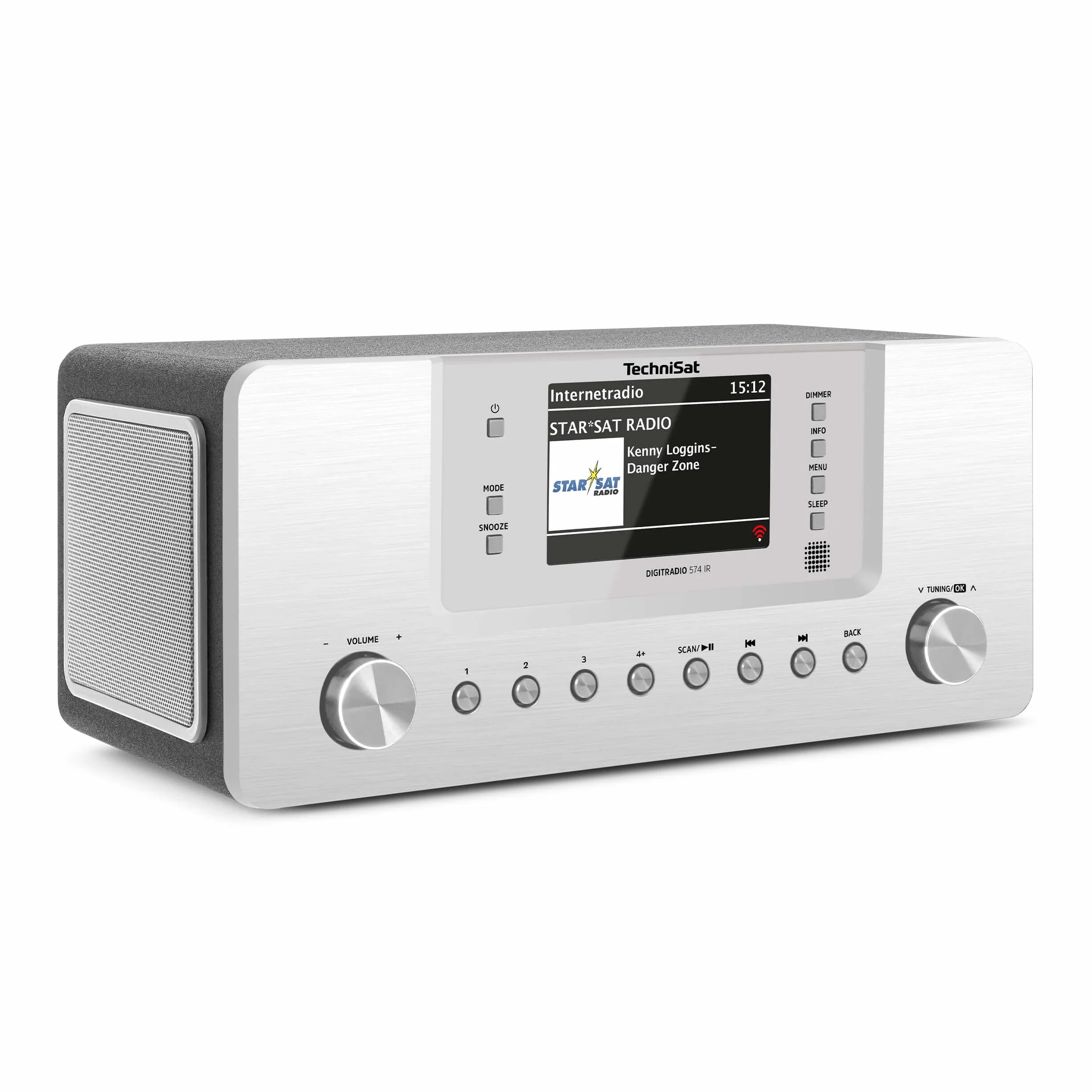 TechniSat DIGITRADIO 574 IR - radio internetowe stereo (DAB+, FM, WLAN, streaming audio Bluetooth, 4-calowy kolorowy wyświetlacz, USB, wejście AUX, gniazdo słuchawkowe, budzik, 10 W, aplikacja/pilot)