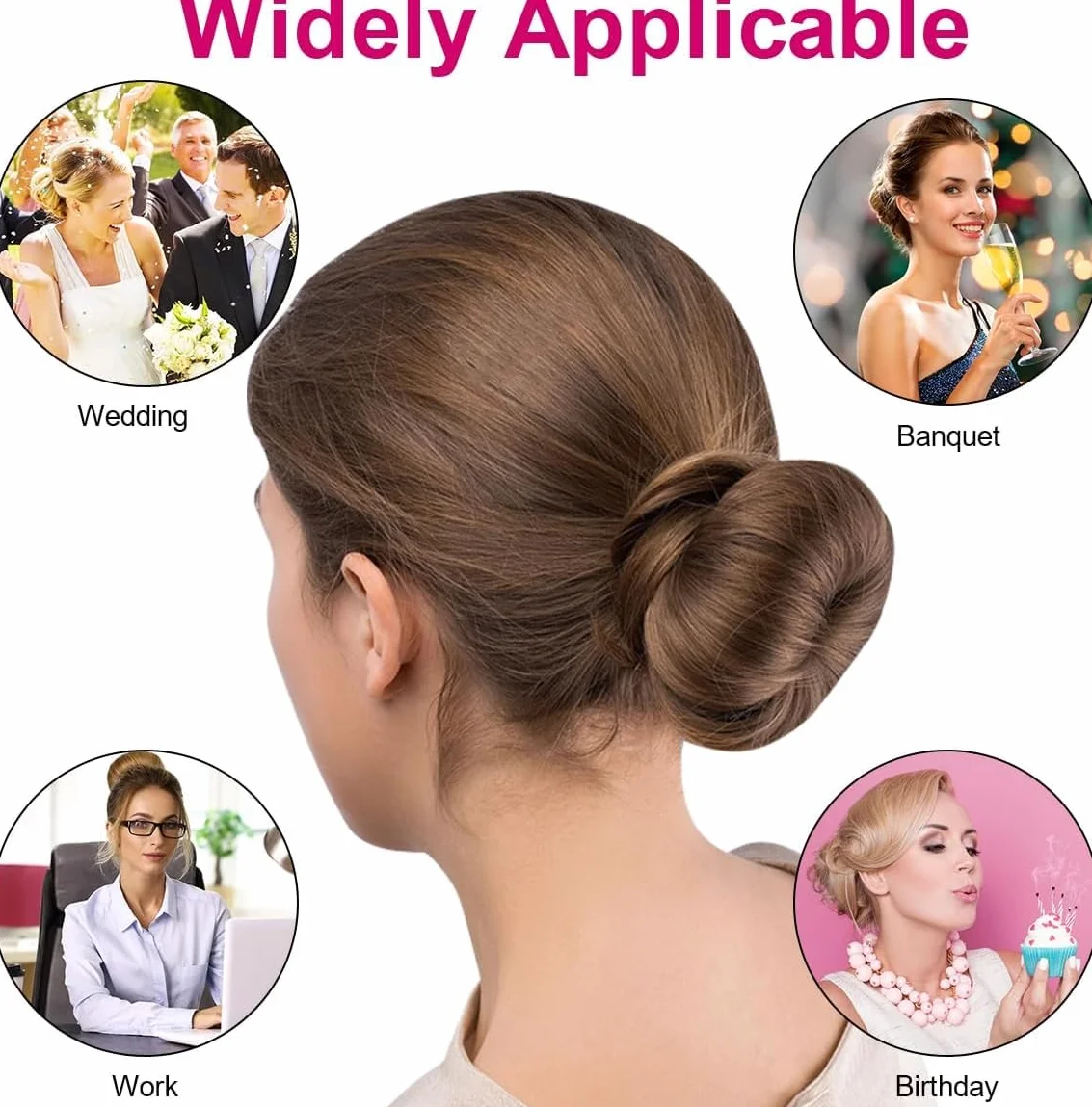 URAQT Zestaw do robienia koków do włosów, 4 szt., w stylu pierścienia, formierka do koka z 30 spinkami do włosów, akcesoria do włosów Chignon dla dziewcząt, dzieci, kobiet, DIY, style koków (Morelowy