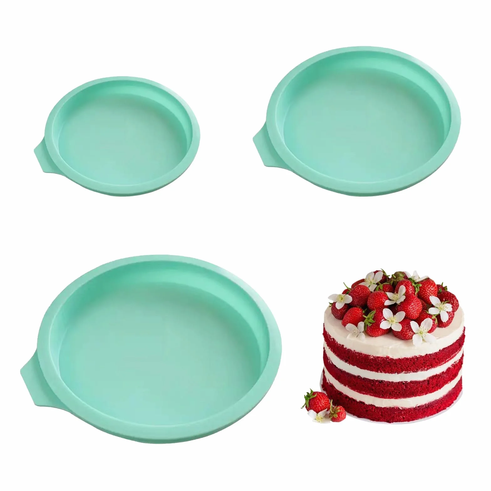 Silikonowe formy do pieczenia ciast 20 cm 15 cm 10 cm 3 szt